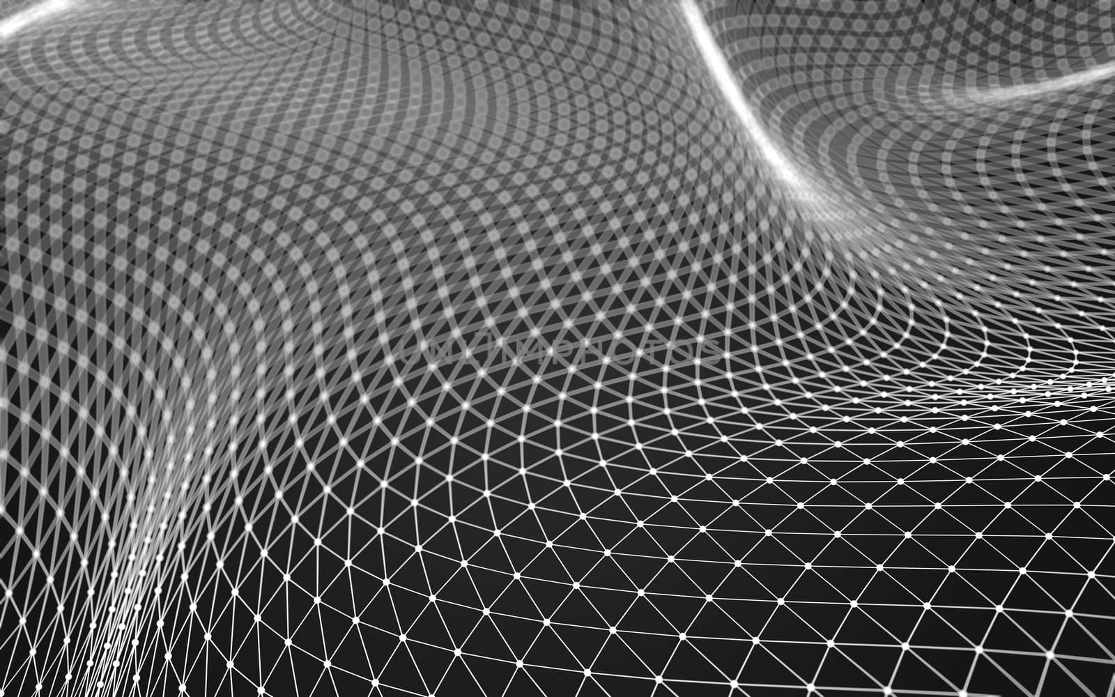 Abstract polygonal space low poly dark background with connecting dots and lines. Connection structure. 3d rendering