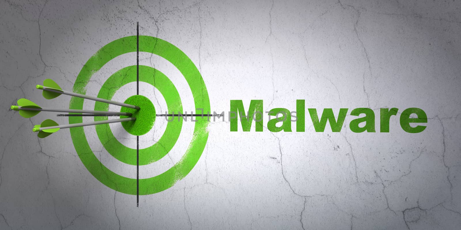 Protection concept: target and Malware on wall background by maxkabakov