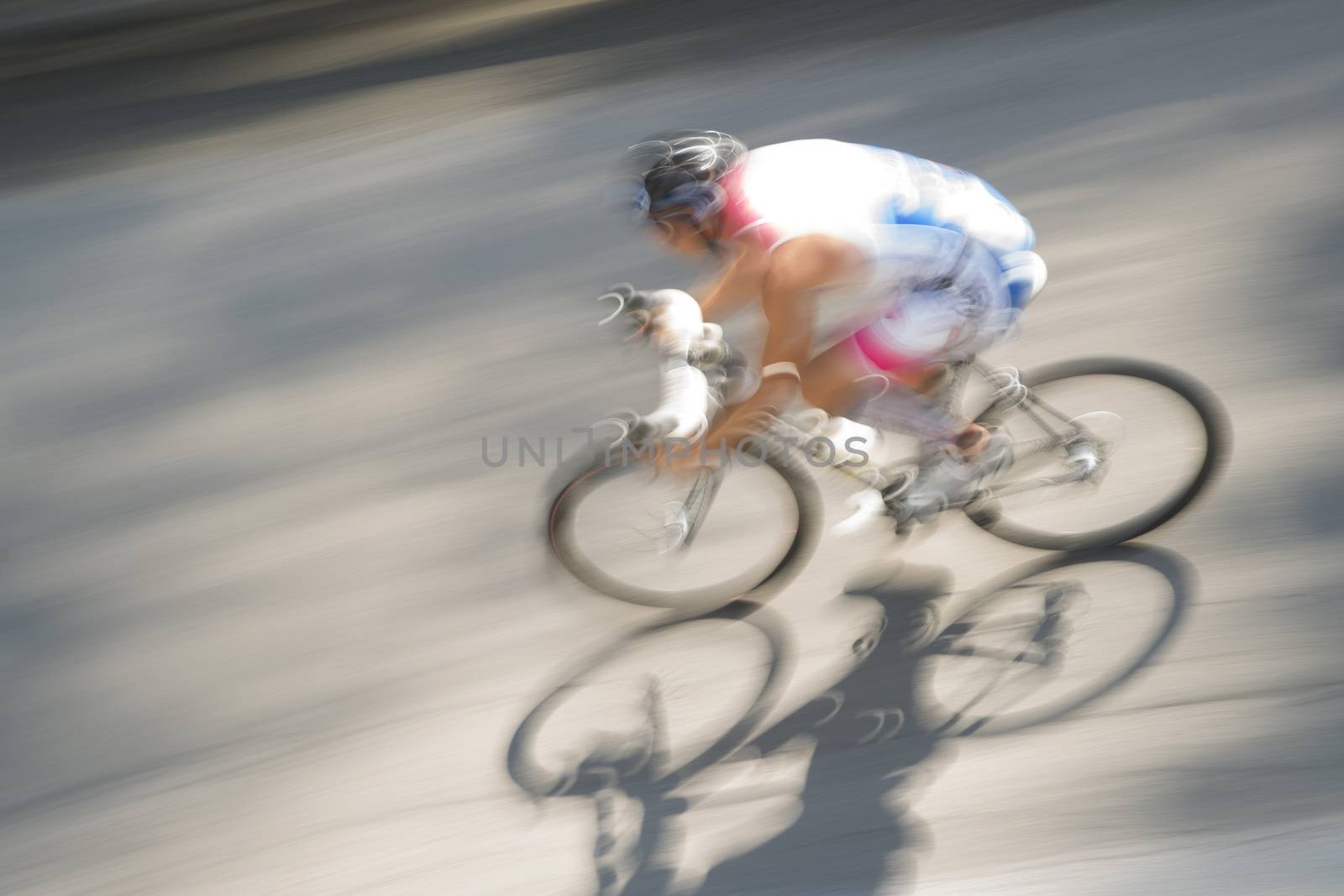 Cycling race with representation runner with blur