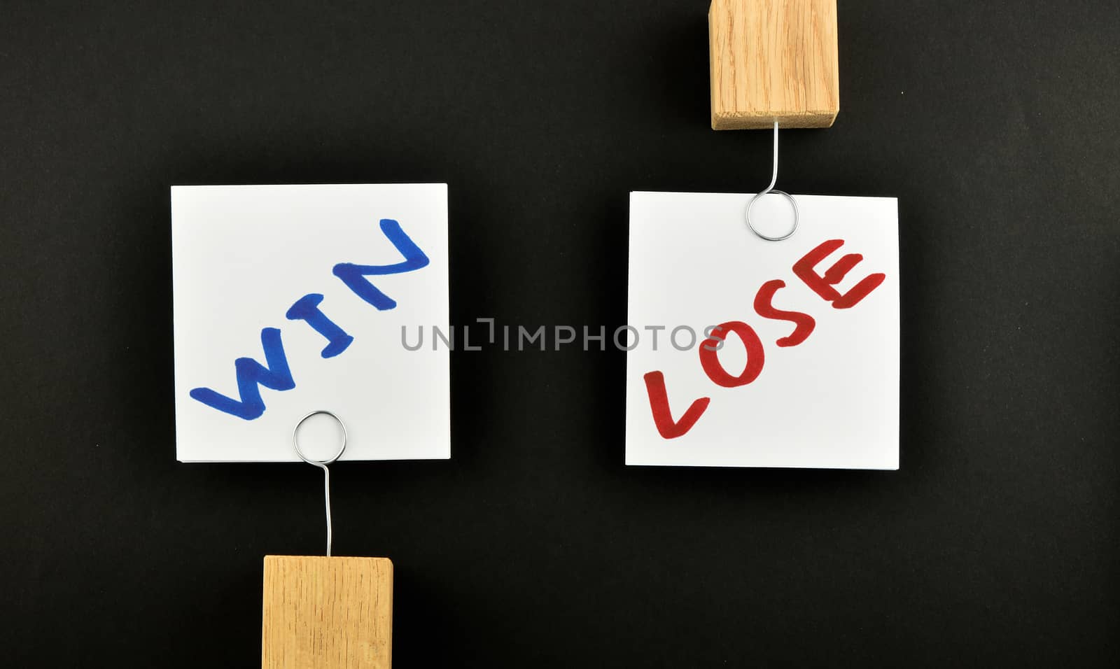 win lose, two paper notes on black background by BreakingTheWalls
