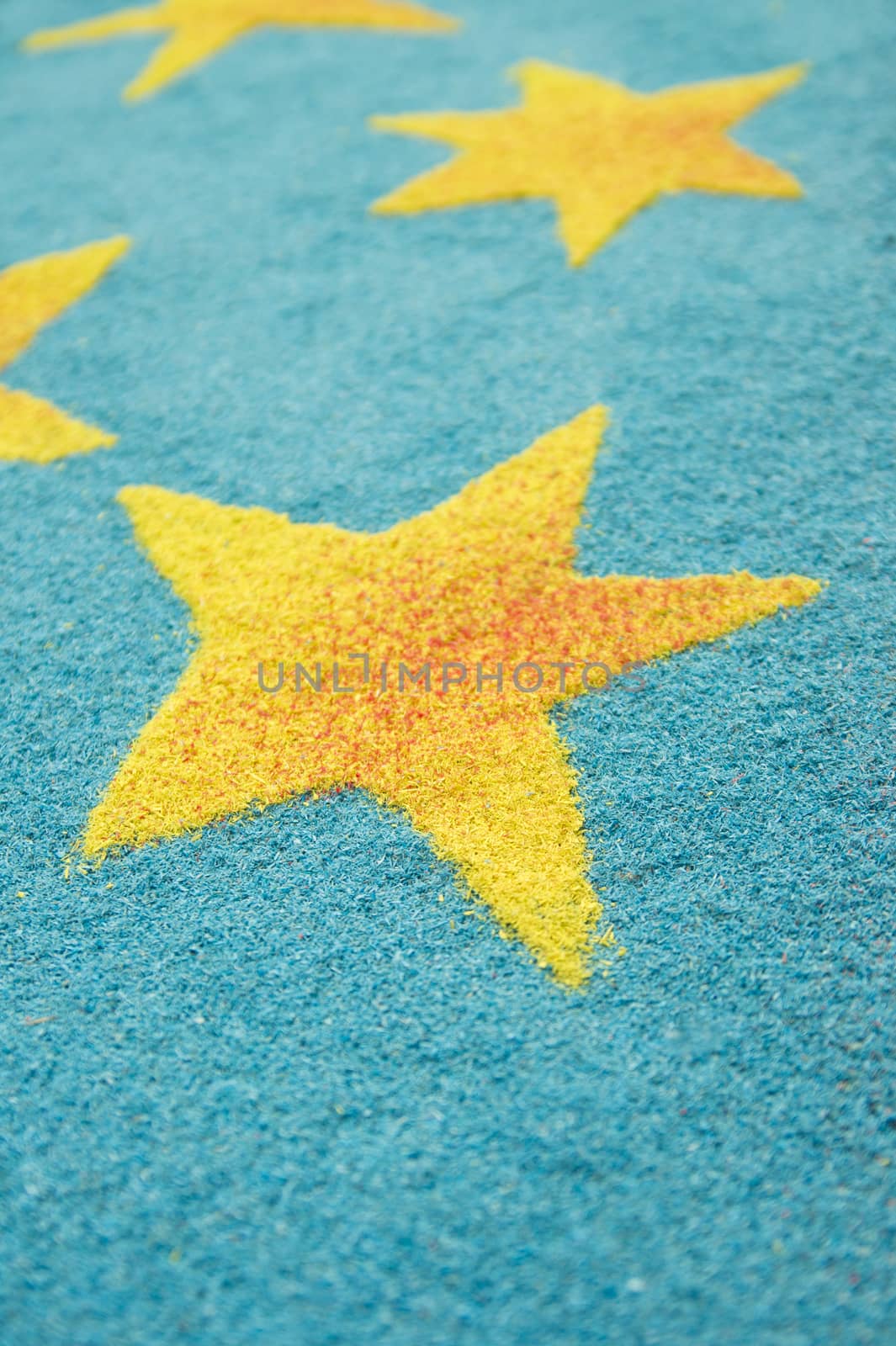 Composition of some stars performed with the use of the colored wood sawdust