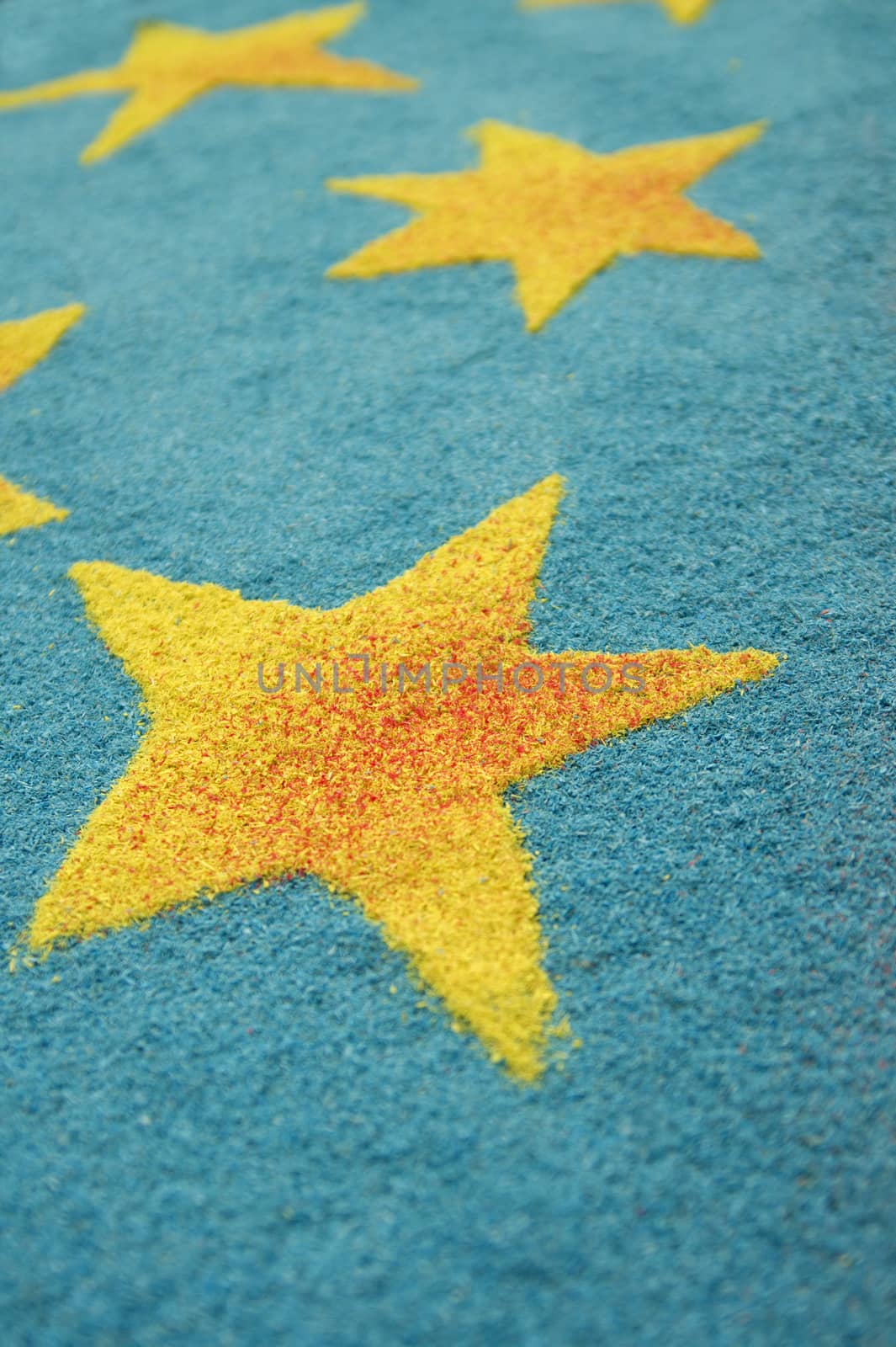 Composition of some stars performed with the use of the colored wood sawdust