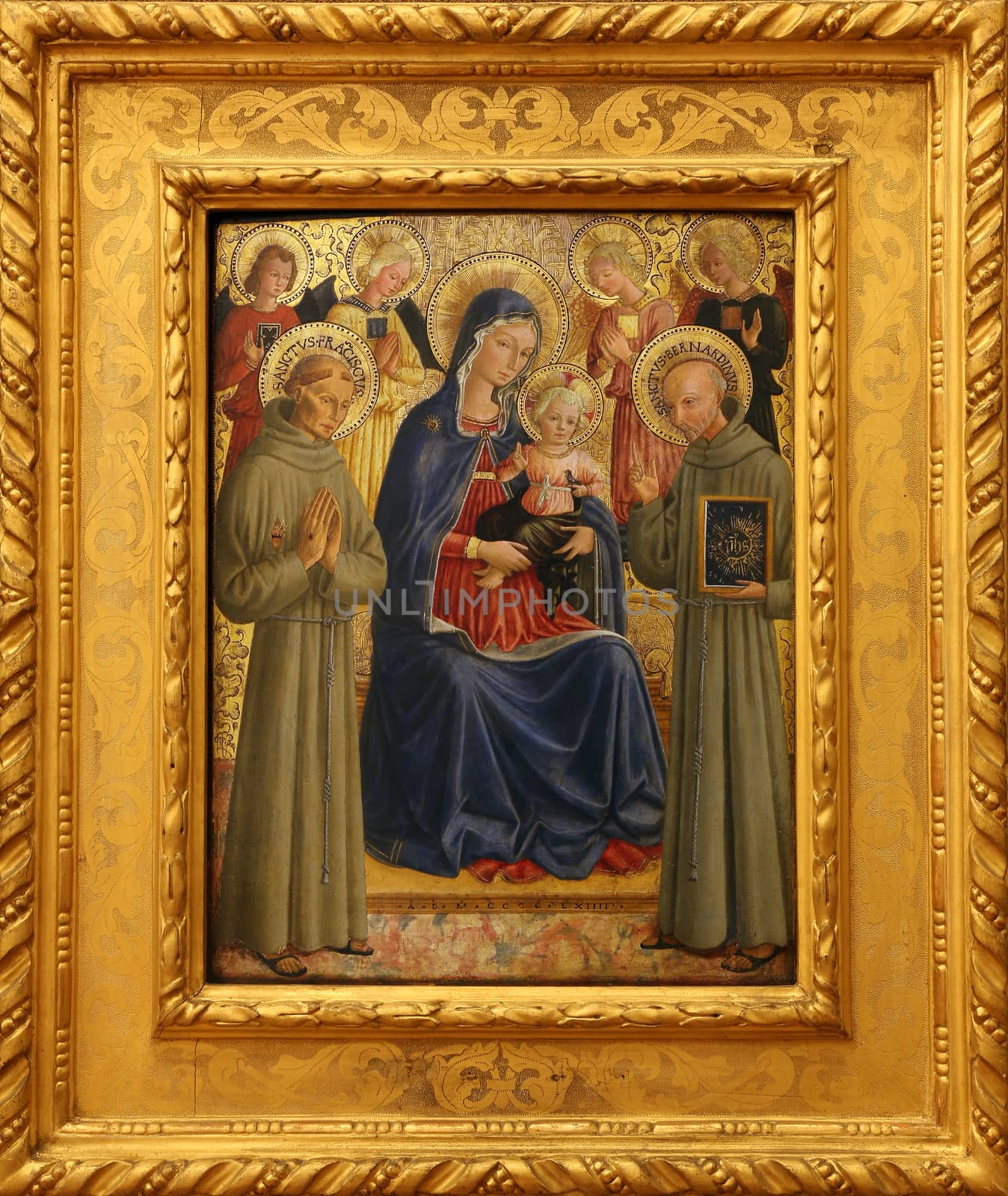 Bartolommeo Caporali: Madonna and Child with St. Francis and Bernardine by atlas
