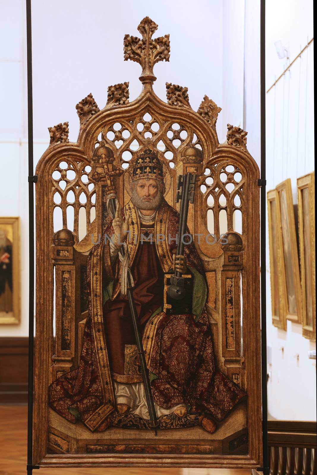 Unknown Spanish painter: St. Peter on the throne by atlas