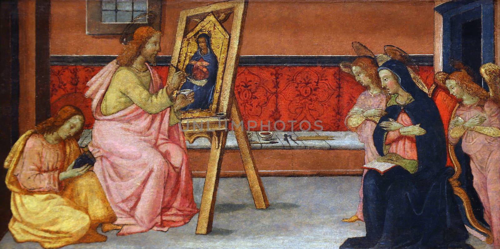 Francesco di Gentile: St. Luke paints the Virgin by atlas