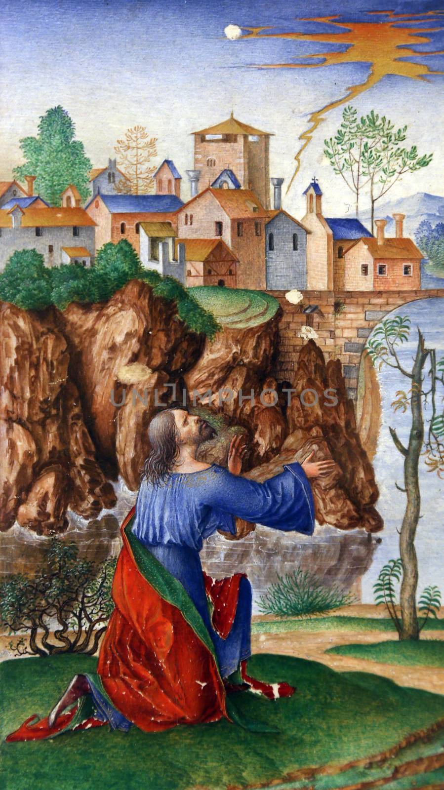 Matteo da Milano: miniatures from the breviary of Alfonso I d'Este: David in prayer by atlas