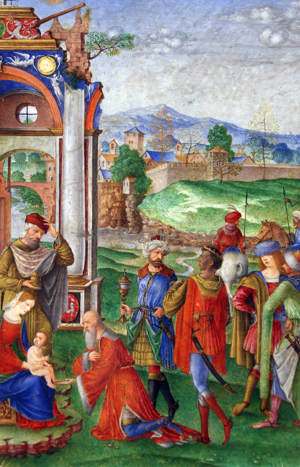 Matteo da Milano: miniatures from the breviary of Alfonso I d'Este: Adoration of the Magi by atlas