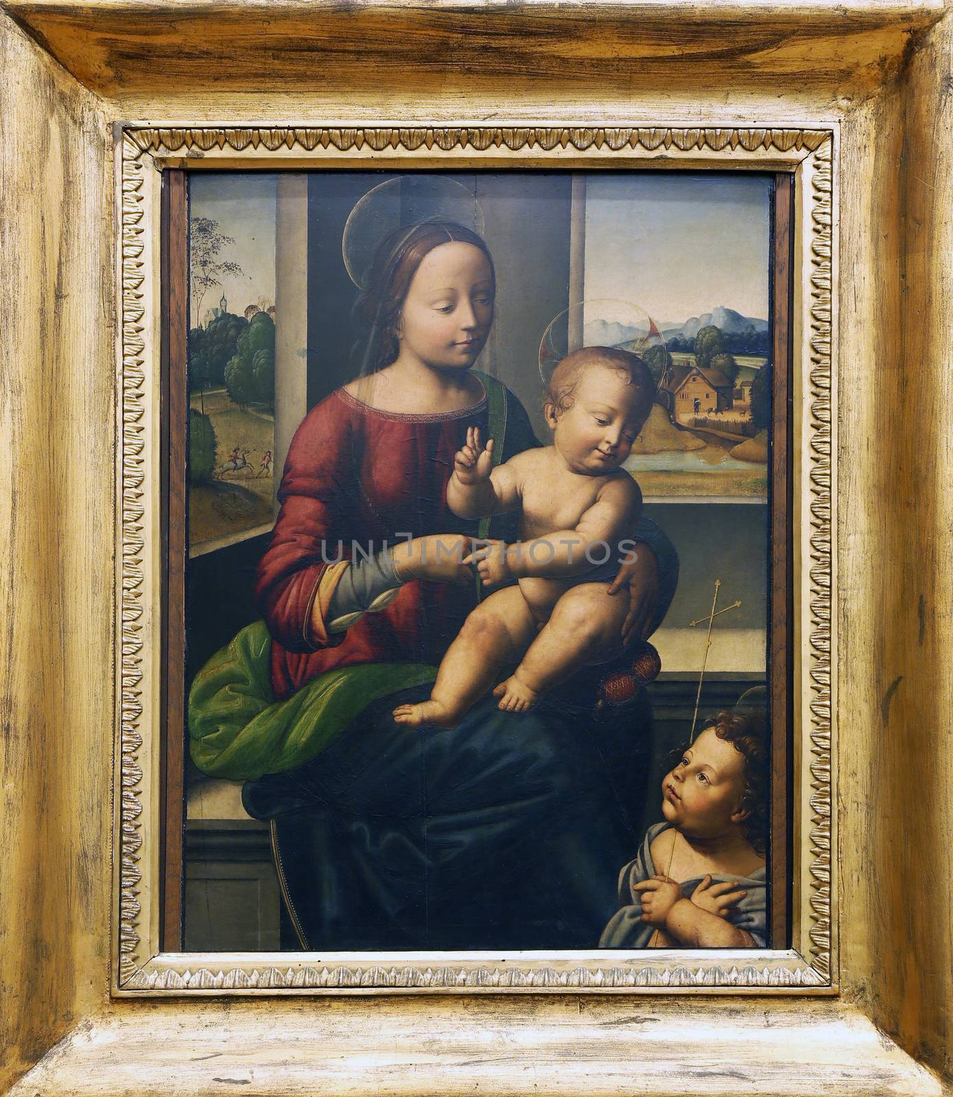 According to Fra Bartolommeo: Madonna and Child with St. John, Old Masters Collection, Croatian Academy of Sciences in Zagreb, Croatia