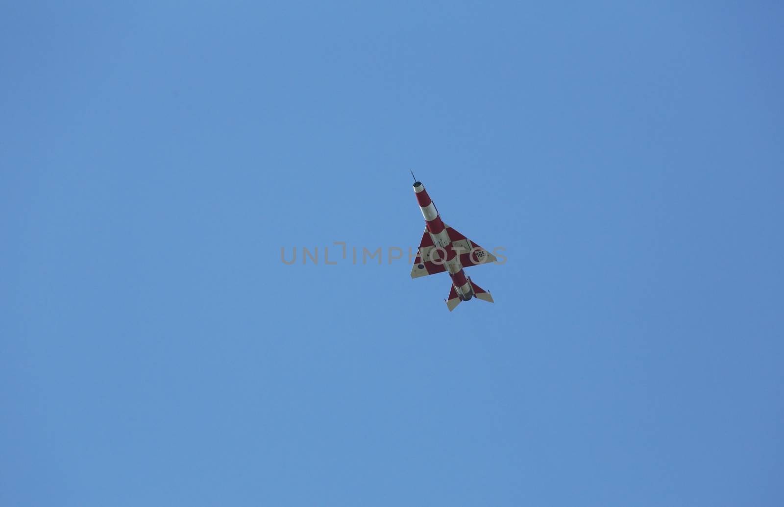 MIG-21 flies over the airport Pleso in Zagreb, Croatia