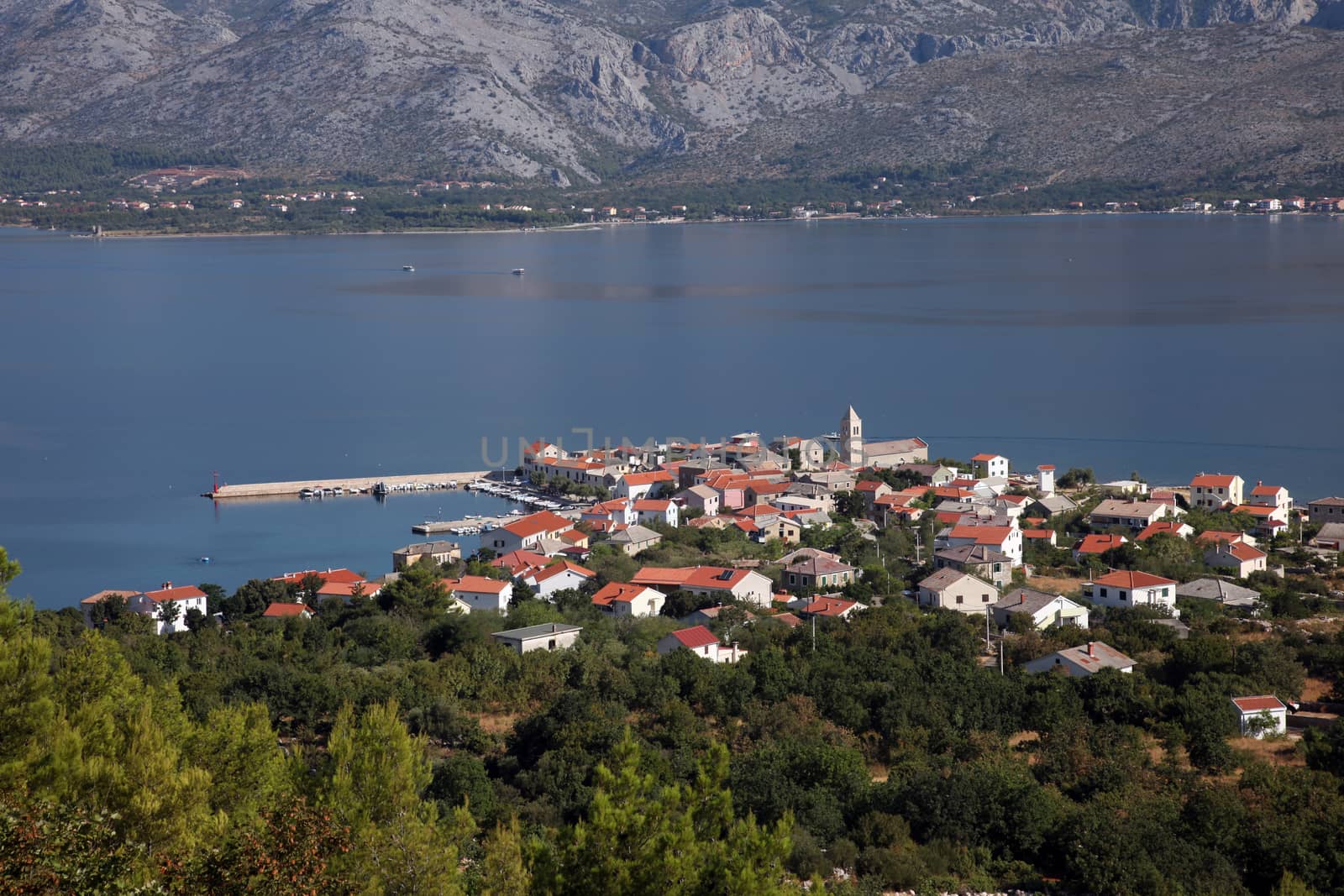 Vinjerac, a small coastal town on the Adriatic Sea in Croatia