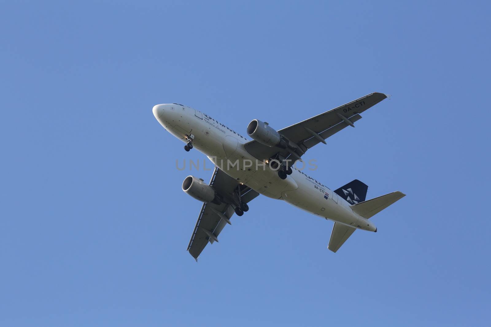 Airbus A319, registration 9A-CTI of Croatia Airlines landing on Zagreb Airport Pleso