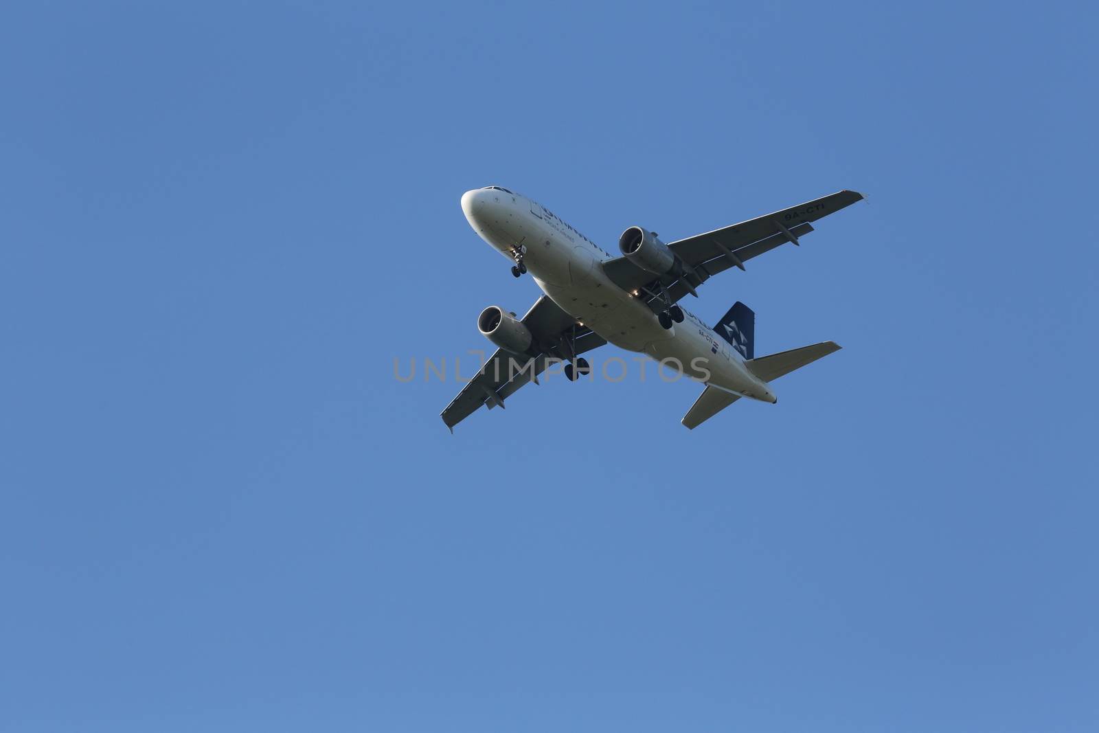 Airbus A319, registration 9A-CTI of Croatia Airlines landing on Zagreb Airport Pleso