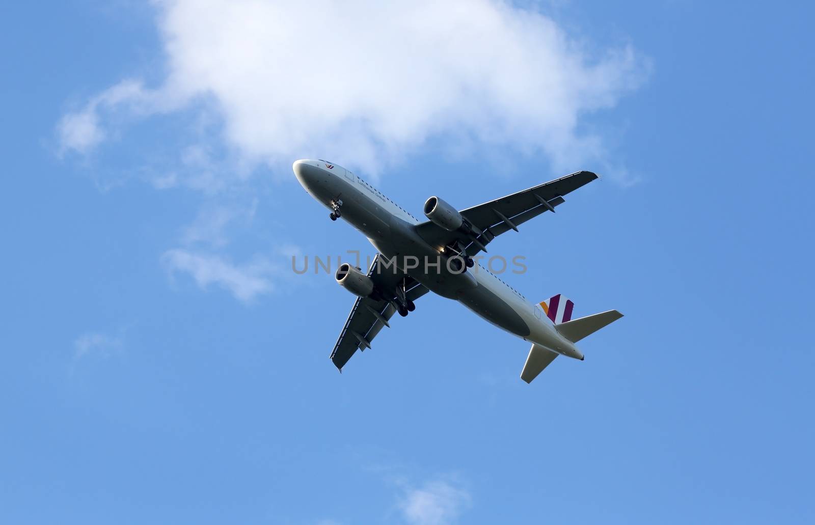 Airbus A320, registration D-AIPW of Germanwings landing on Zagreb Airport Pleso