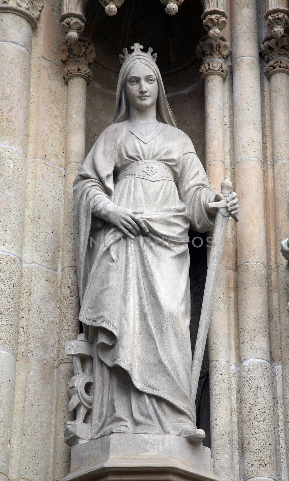 Saint Catherine of Alexandria on the portal of the cathedral dedicated to the Assumption of Mary in Zagreb