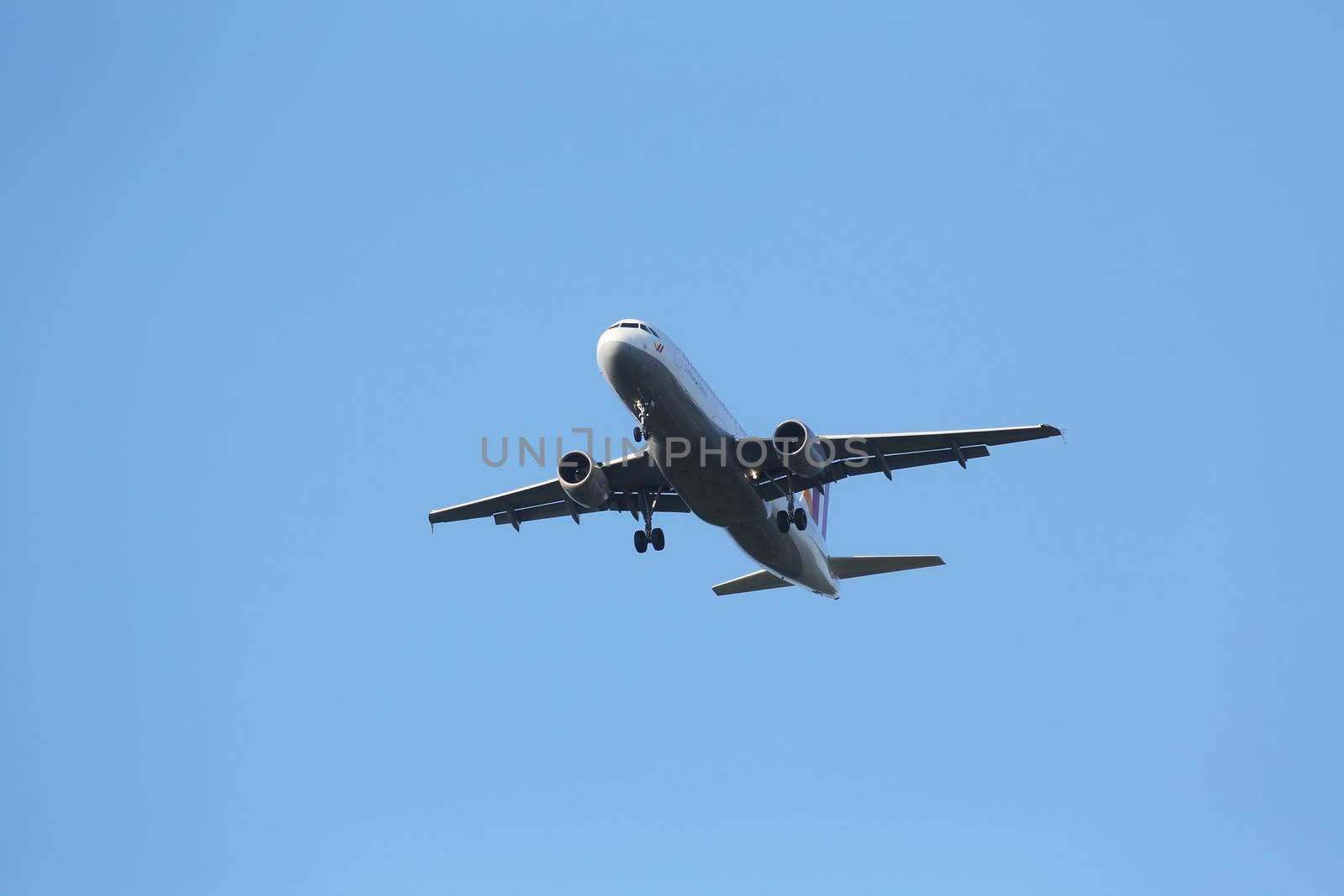 Airbus A320, registration D-AIPW of Germanwings landing on Zagreb Airport Pleso