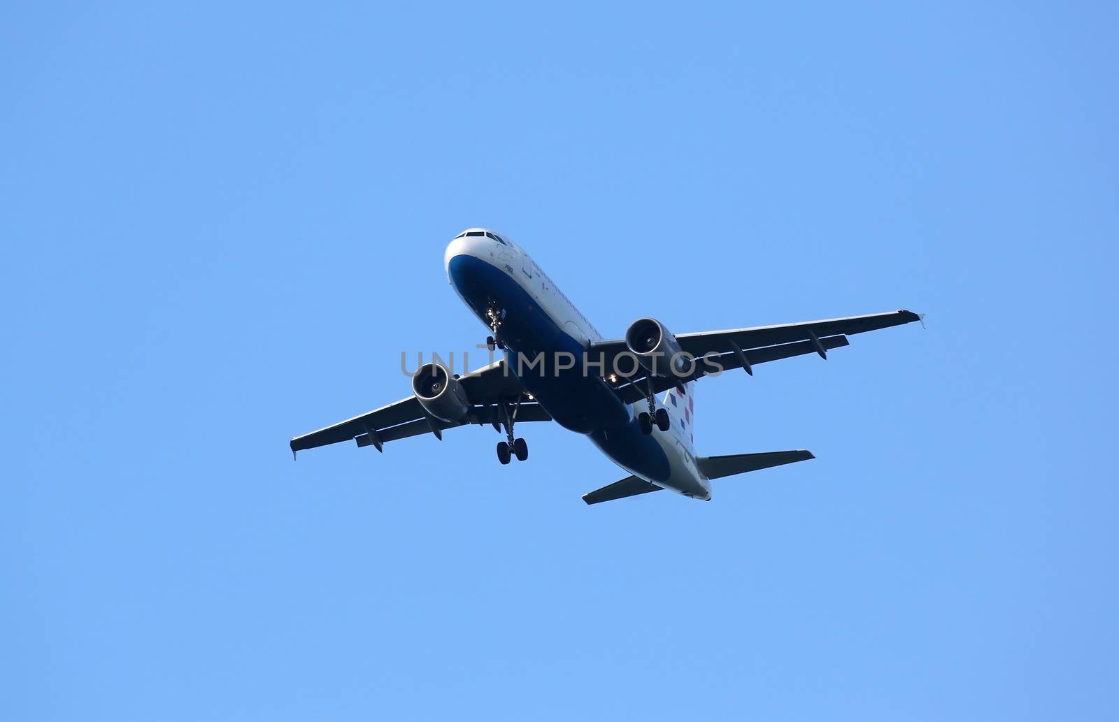 Airbus A320, registration 9A-CTJ of Croatia Airlines landing at Zagreb Airport Pleso