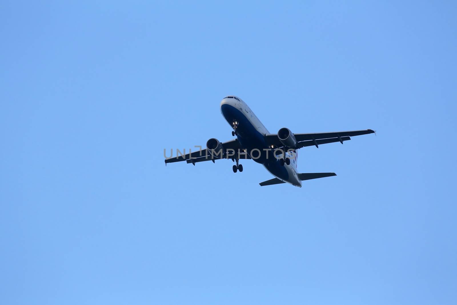 Airbus A320, registration 9A-CTK of Croatia Airlines landing at Zagreb Airport Pleso