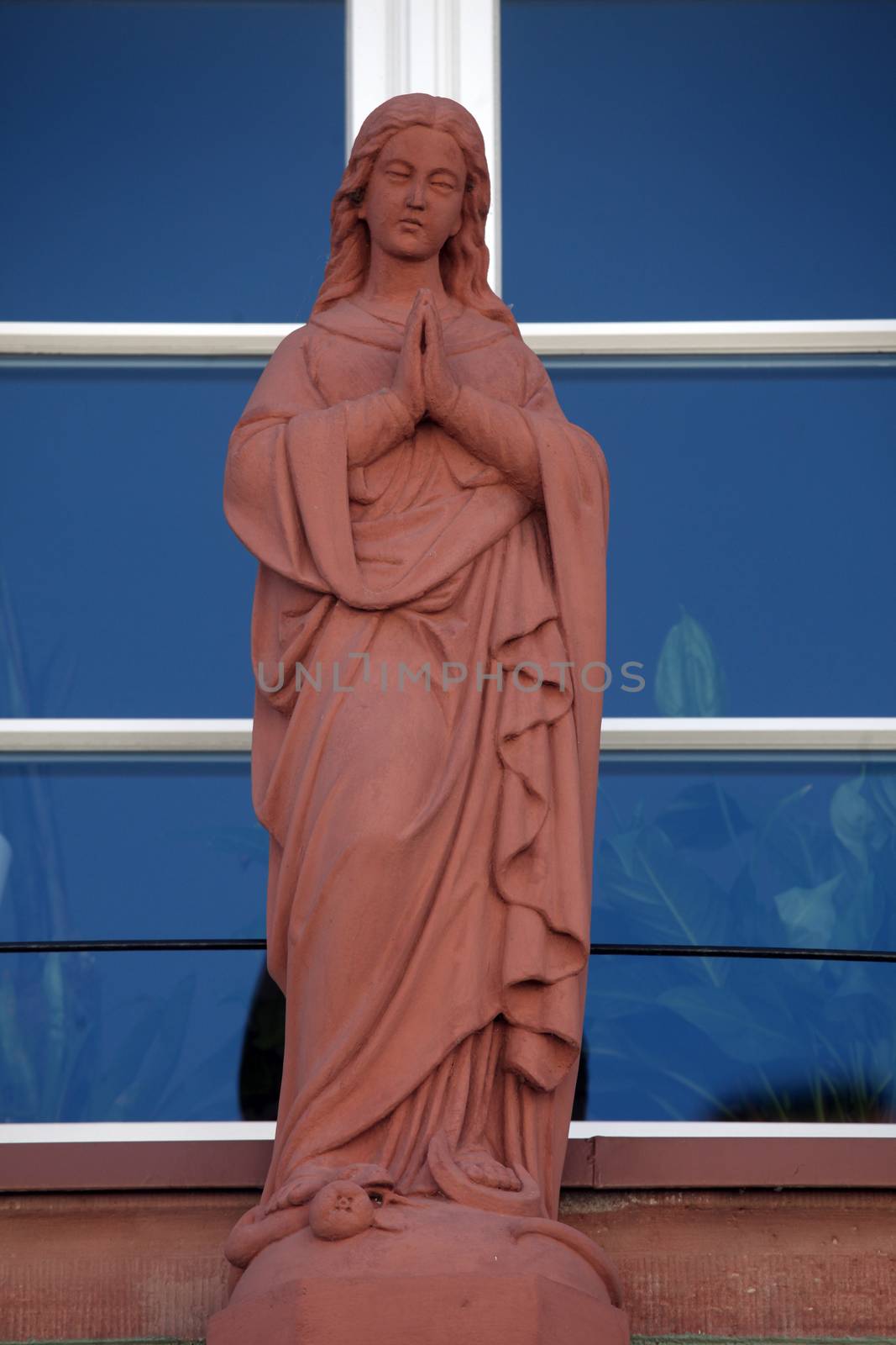 Statue of Virgin Mary, Main street of Miltenberg in Lower Franconia, Bavaria Germany