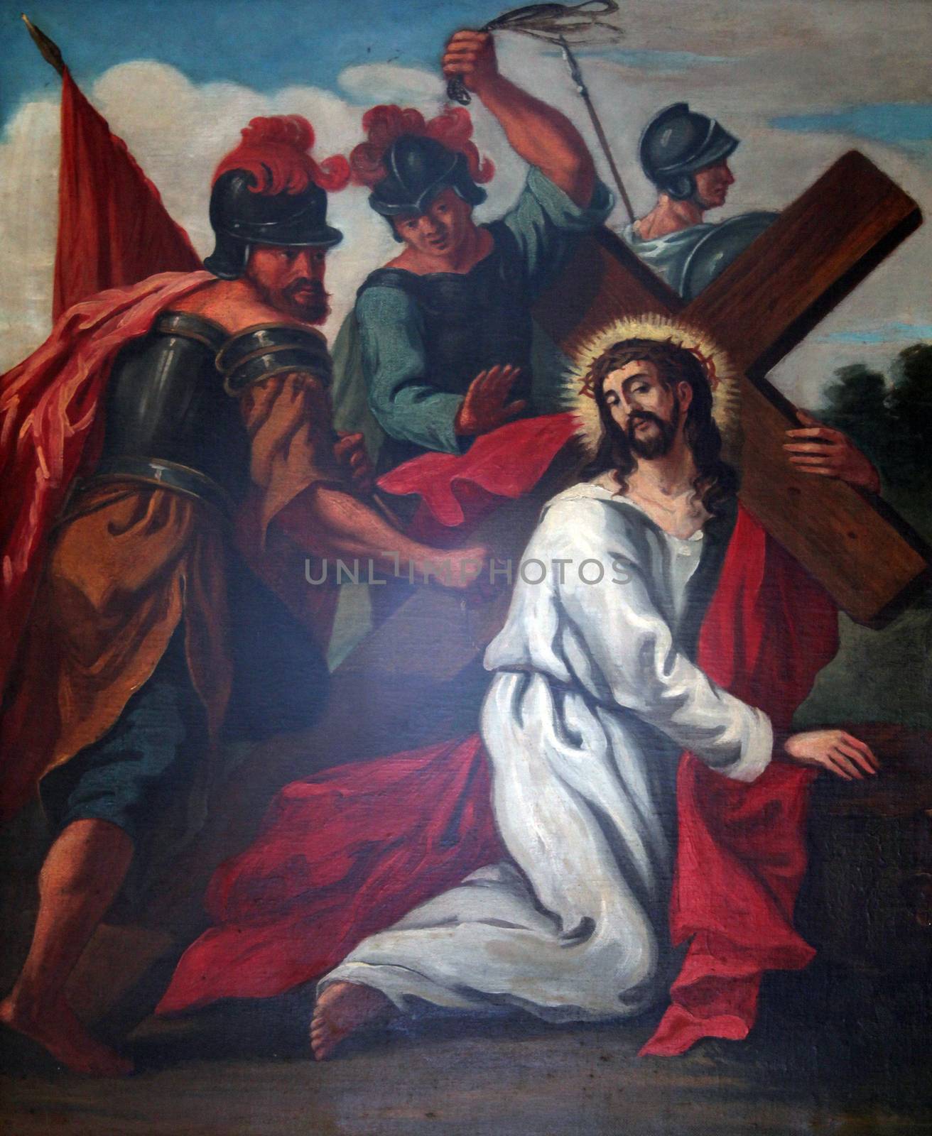 3rd Stations of the Cross, Jesus falls the first time by atlas