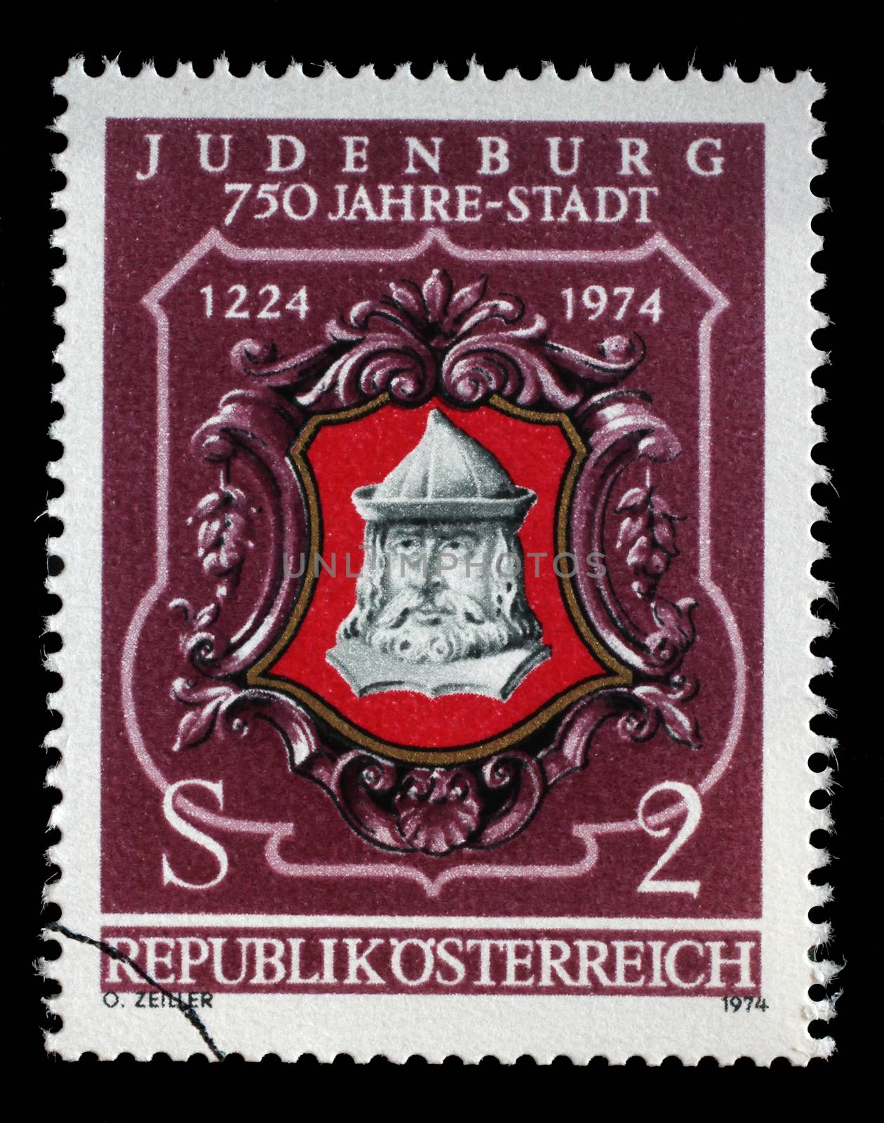 Stamp printed by Austria, shows Seal of Judenburg, circa 1974