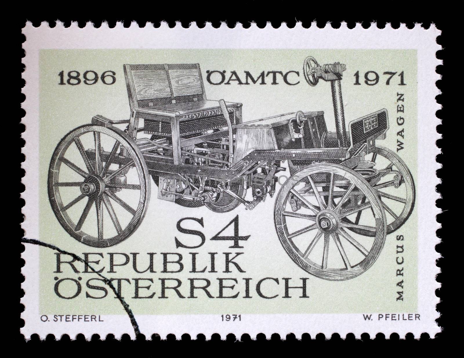 Stamp printed by Austria, shows Marcus Car by atlas