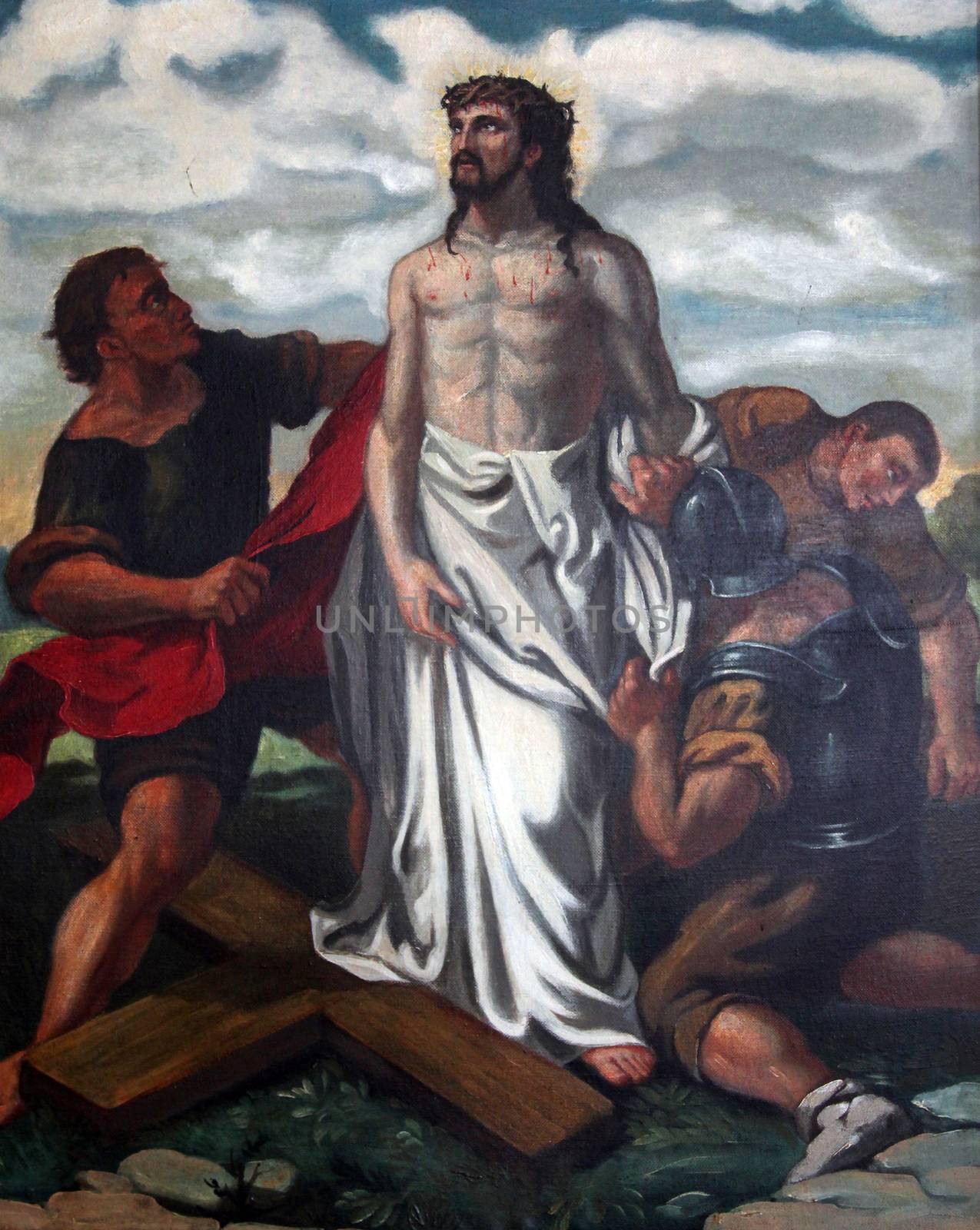 10th Stations of the Cross, Jesus is stripped of His garments by atlas