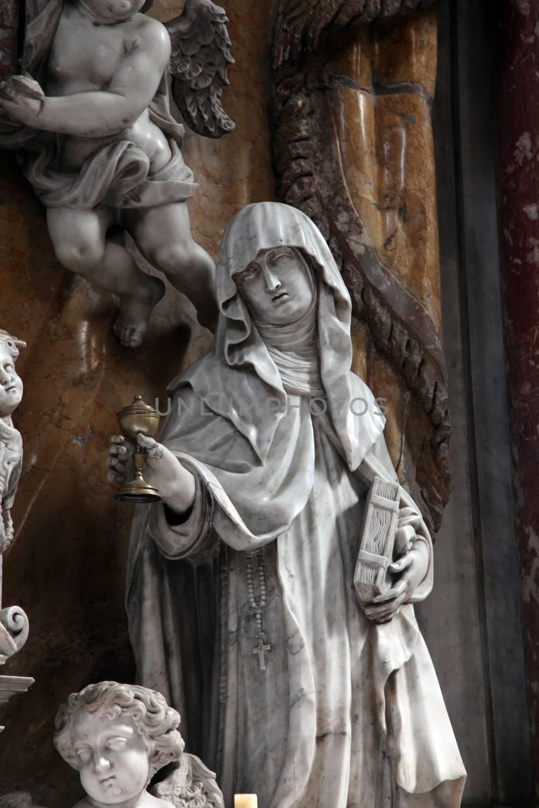 Saint Clare, main altar in the Catholic Church of the Saint Clare in Kotor, Montenegro