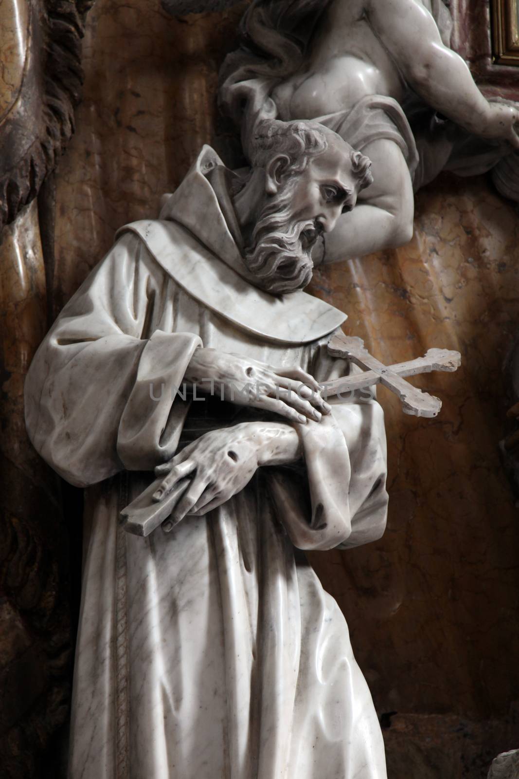 Saint Francis, main altar in the Catholic Church of the Saint Clare in Kotor, Montenegro