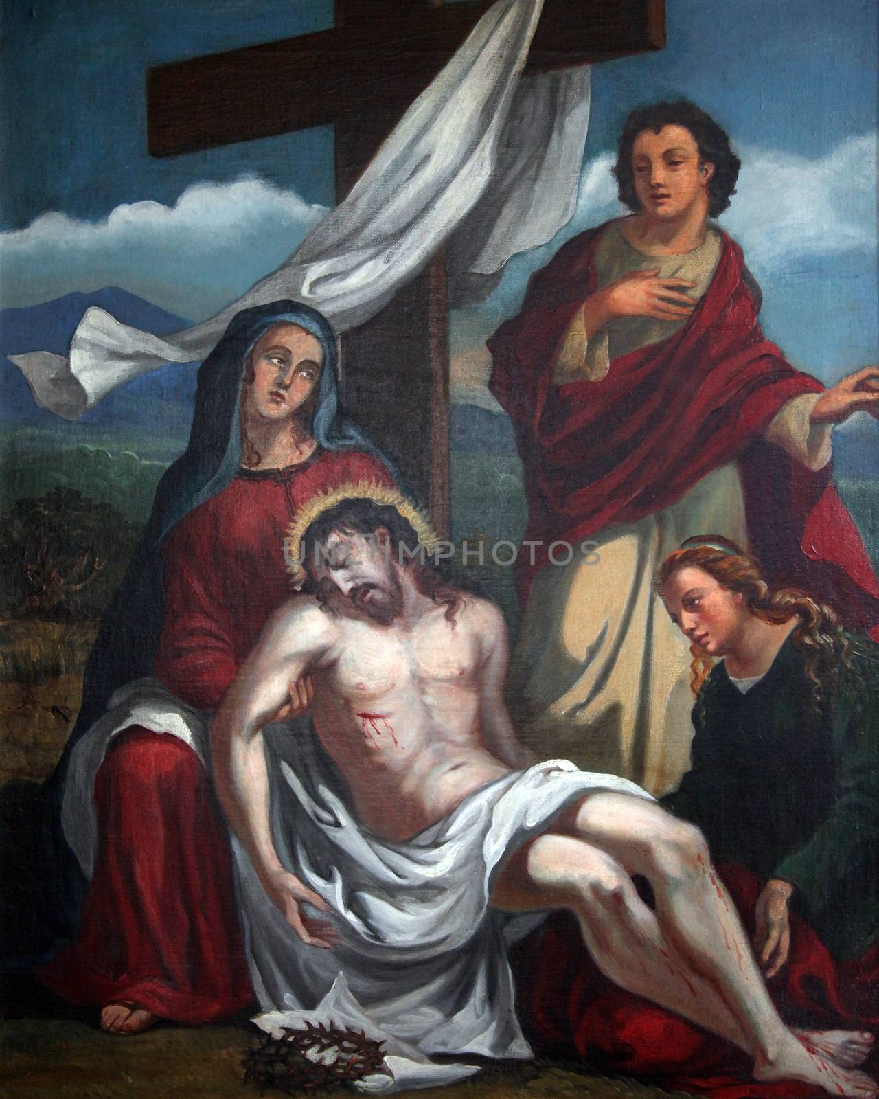 13th Stations of the Cross, Jesus' body is removed from the cross by atlas