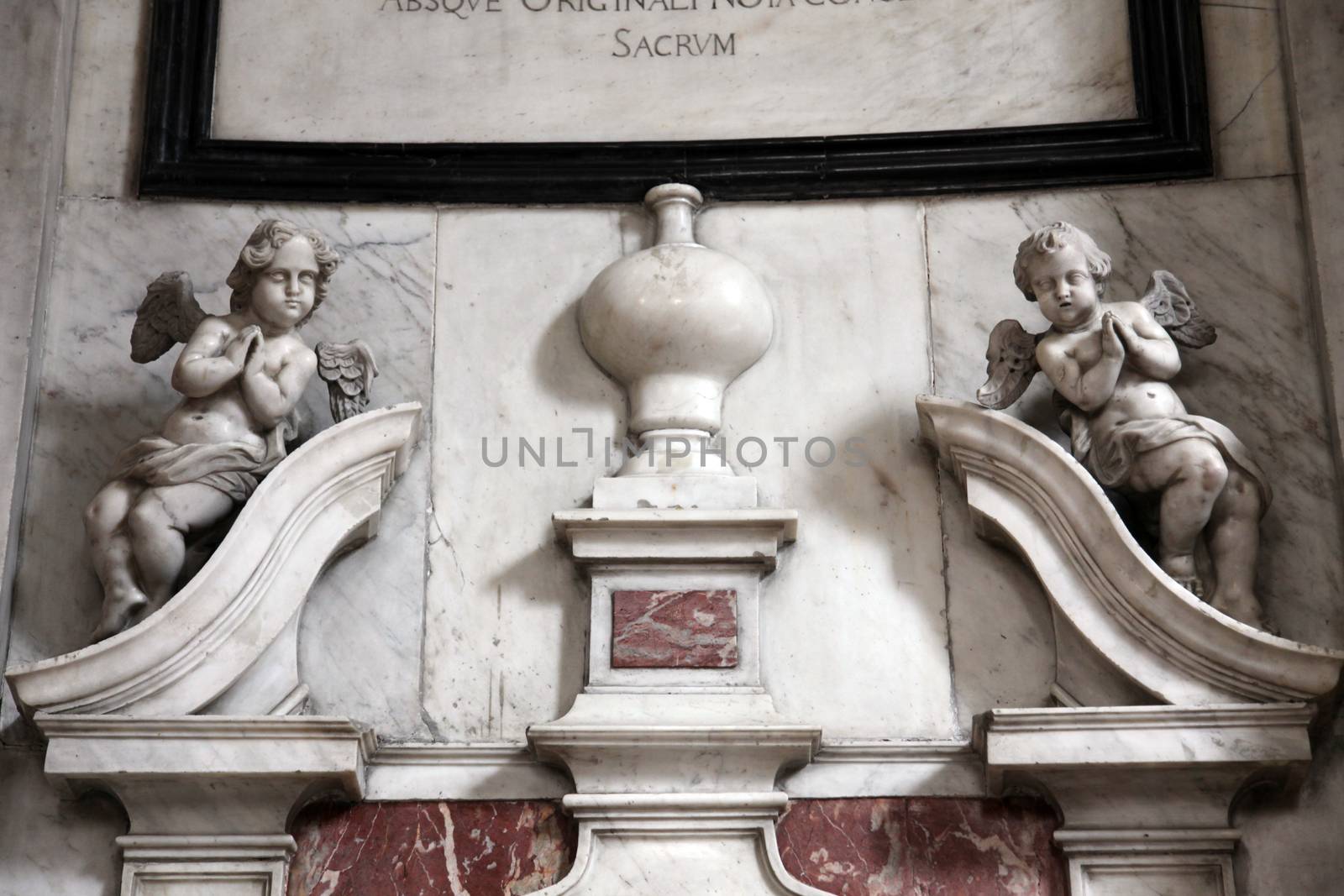 Angels, main altar in the Catholic Church of the Saint Clare in Kotor, Montenegro