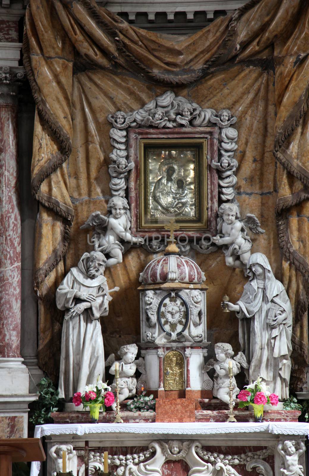 Main Altar in the Catholic Church of the Saint Clare in Kotor, Montenegro