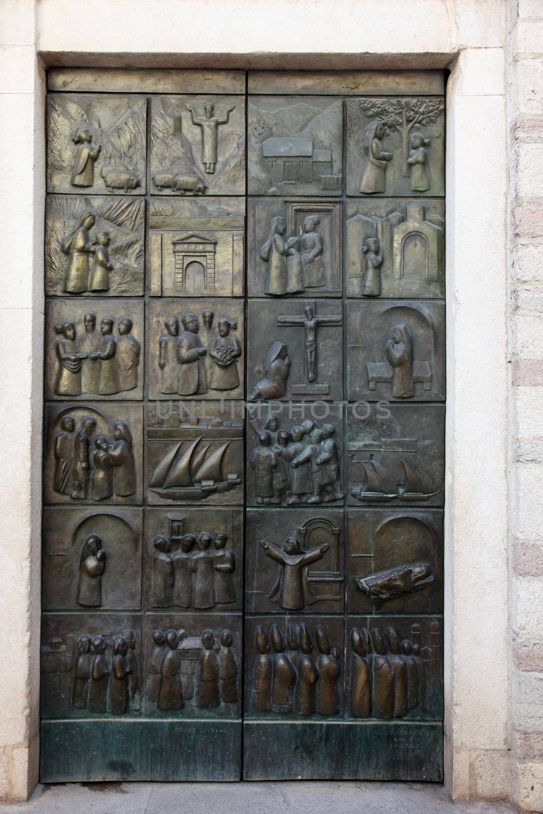 The doors of the church of St. Mary, depicting the life of Blessed Osanna of Cattaro in Kotor, Montenegro by atlas