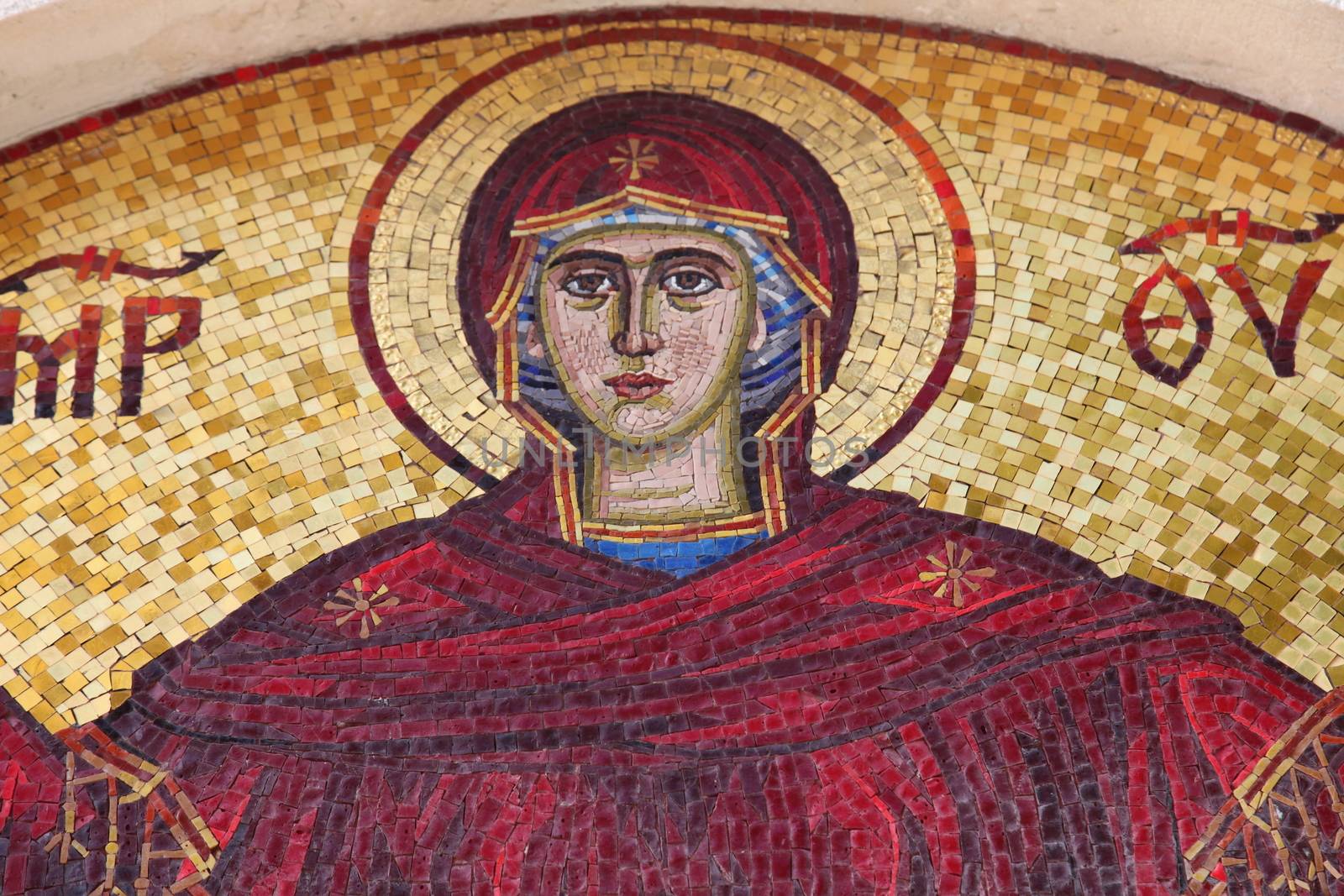 Virgin Mary - mosaic icon in Orthodox Christian church in Budva, Montenegro