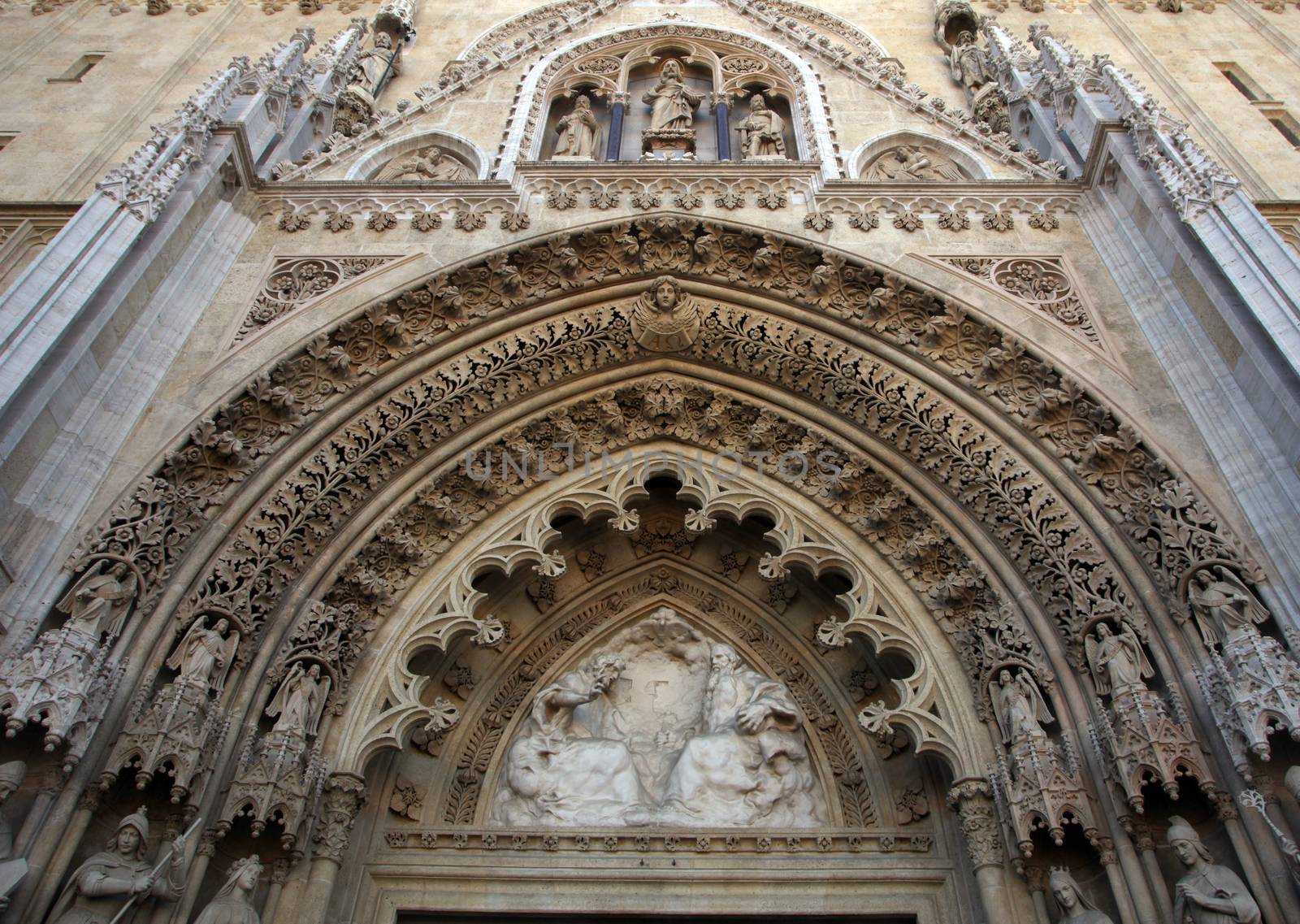 Portal of the cathedral in Zagreb by atlas