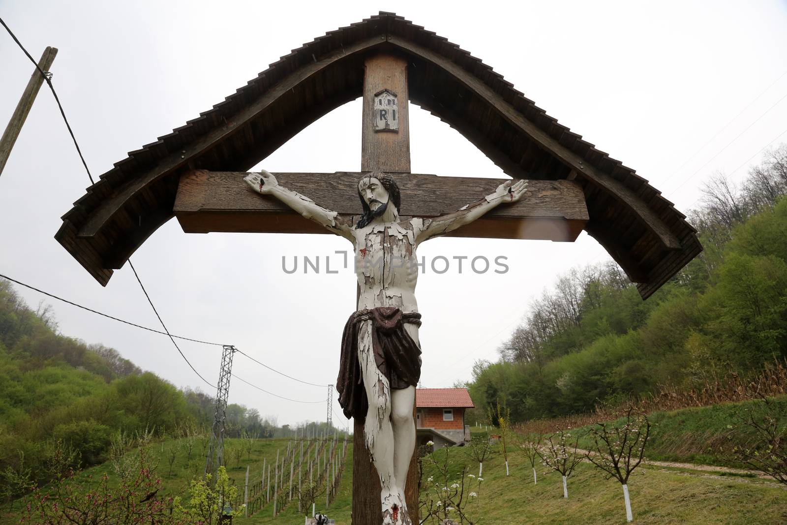 Roadside Crucifix in Zagorje region, Croatia