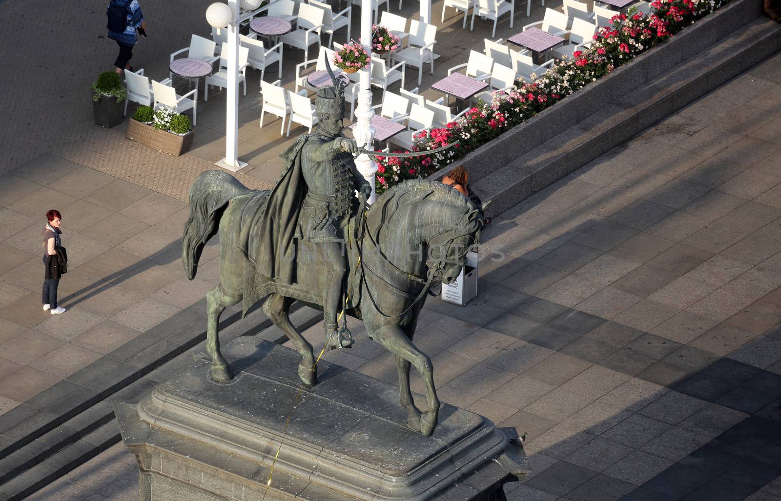 Statue of count Josip Jelacic on main square in Zagreb, Croatia