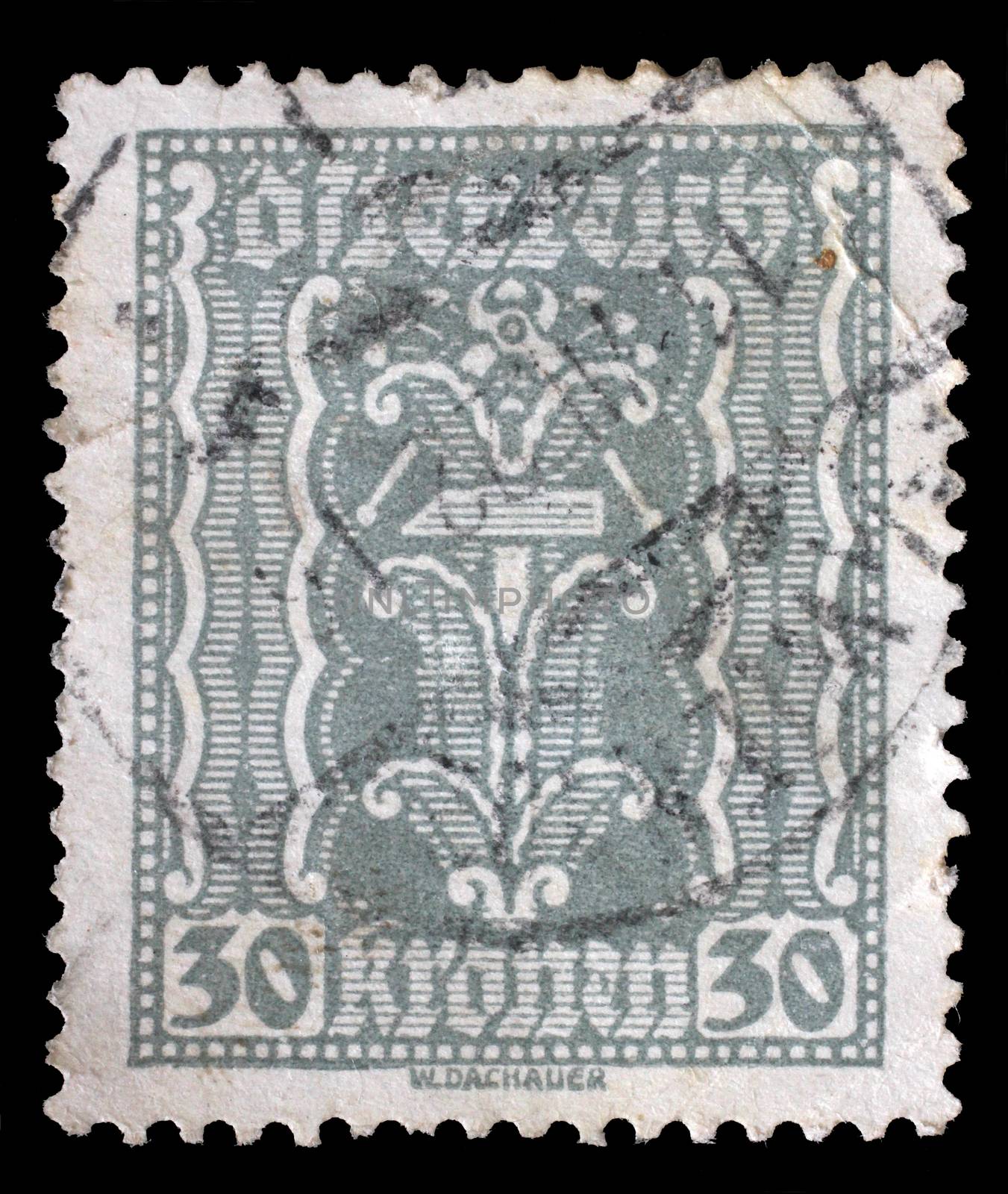 Stamp printed by Austria, shows ornament, circa 1921