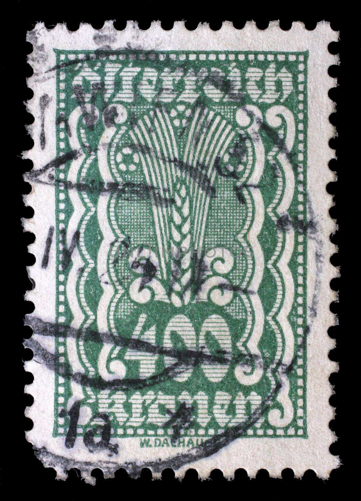 Stamp printed by Austria, shows ornament, circa 1921