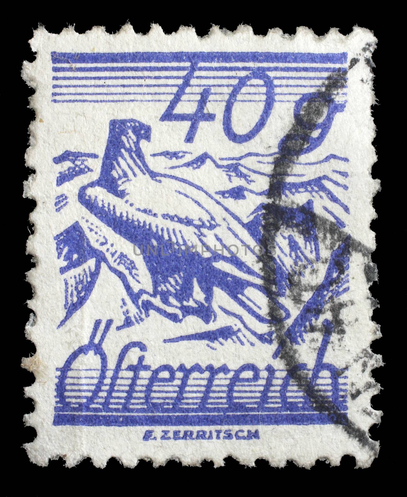 Stamp printed by Austria, shows White Shouldered Eagle, circa 1925