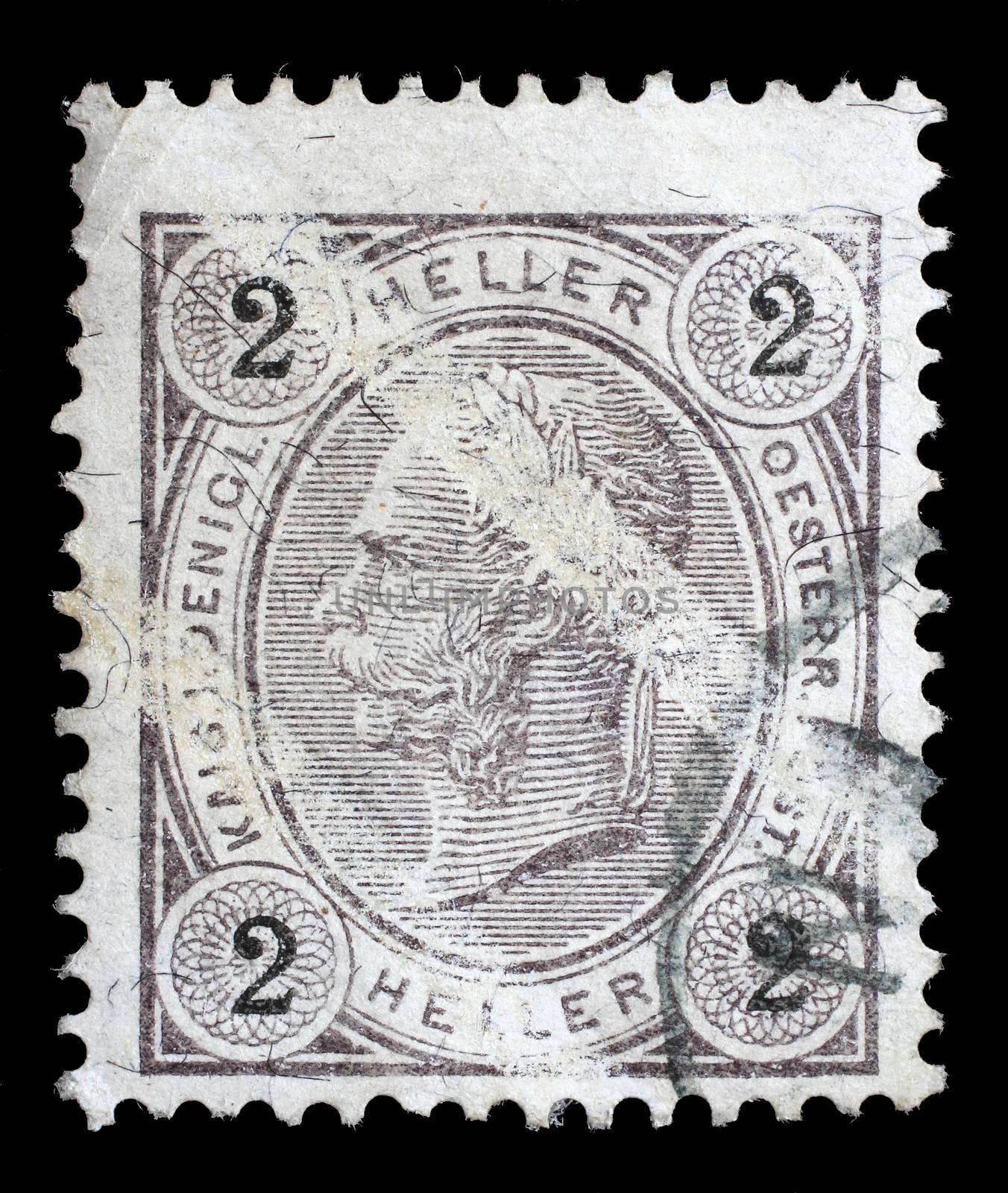 Stamp printed by Austria, shows Emperor Franz Joseph by atlas