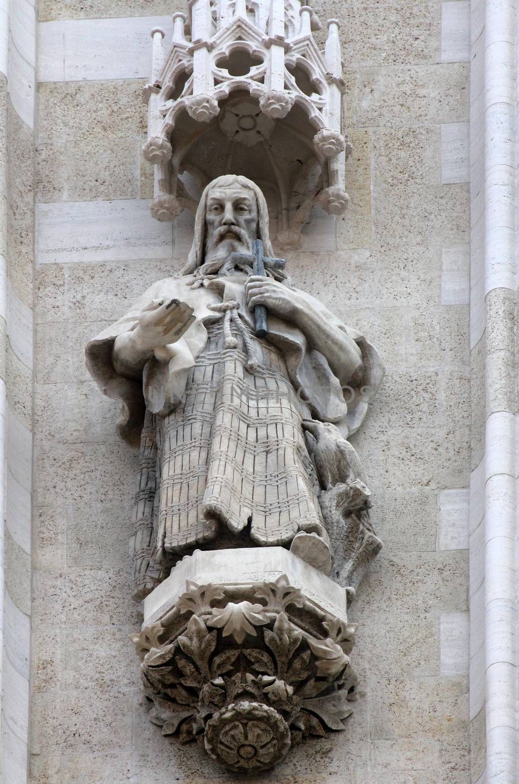 Statue of Saint Paul the Hermit on the portal of the cathedral dedicated to the Assumption of Mary in Zagreb
