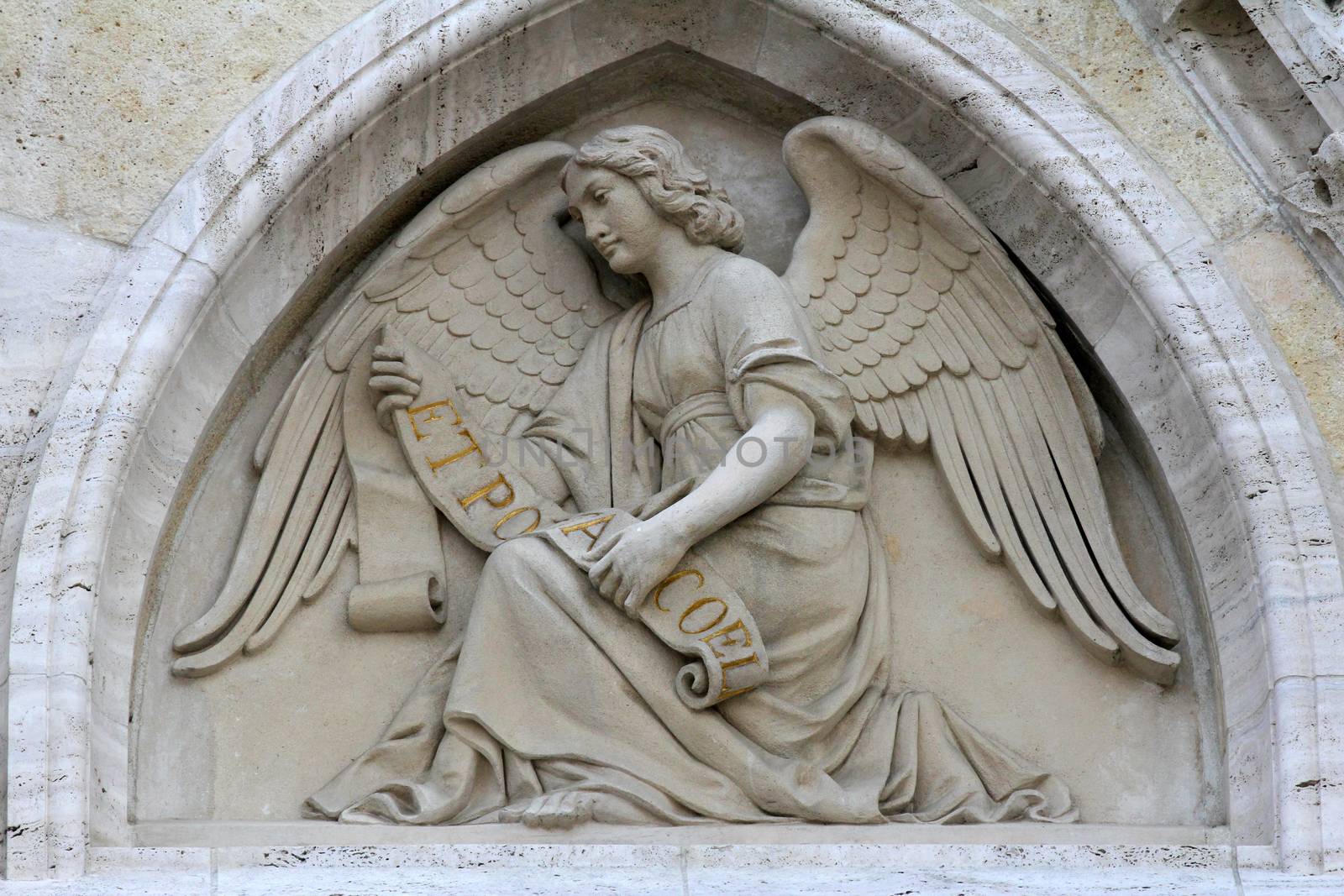 Angel on the portal of the cathedral dedicated to the Assumption of Mary in Zagreb