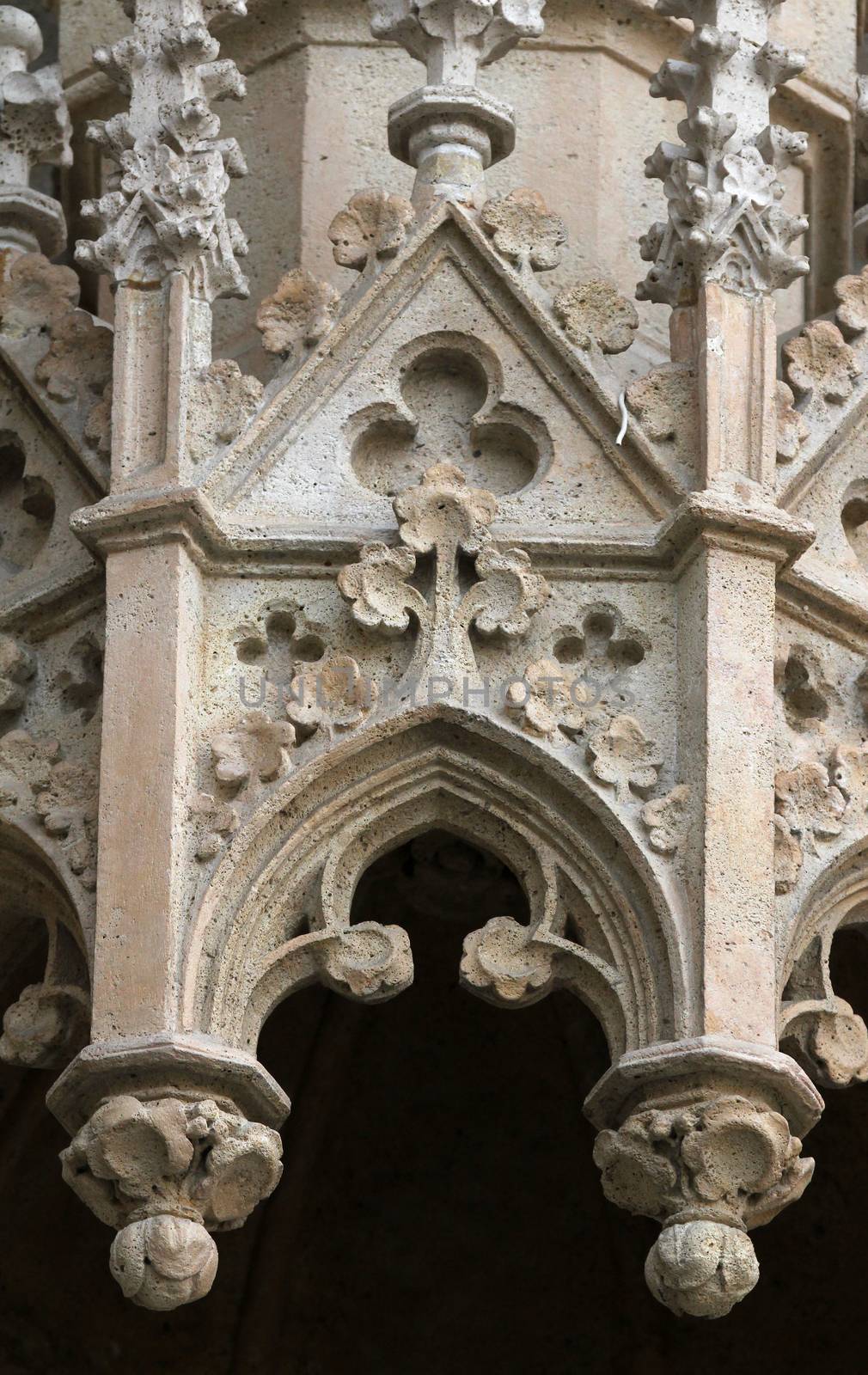 Detail of the portal of the cathedral in Zagreb by atlas