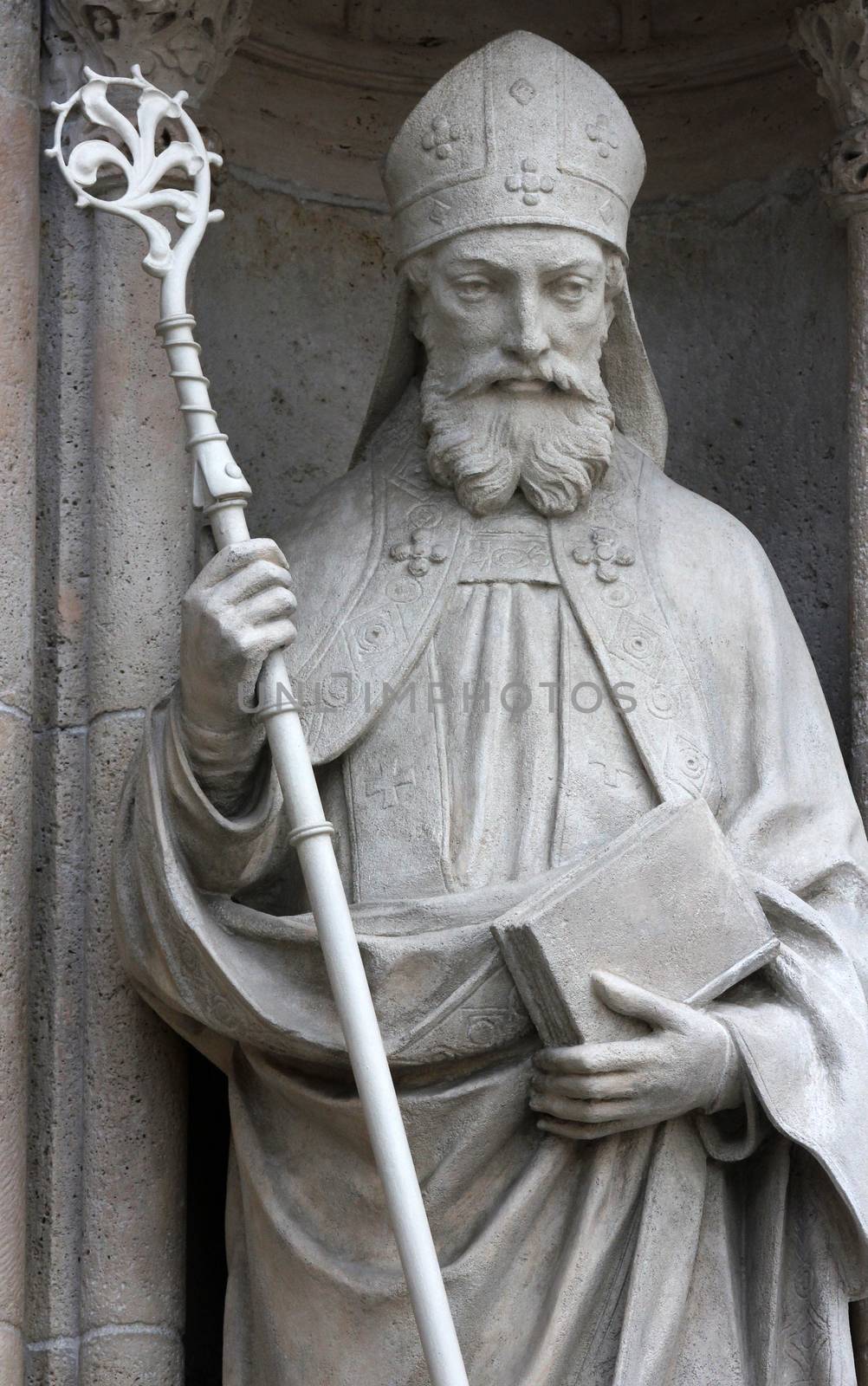 Statue of Saint Cyril on the portal of the cathedral dedicated to the Assumption of Mary in Zagreb