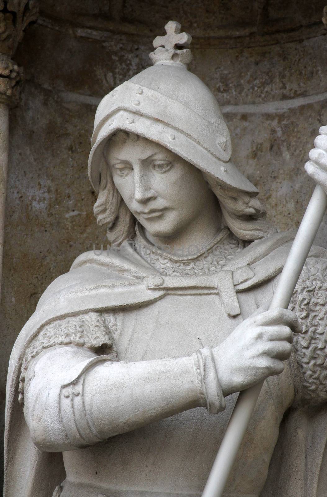 Statue of Saint George on the portal of the cathedral dedicated to the Assumption of Mary in Zagreb