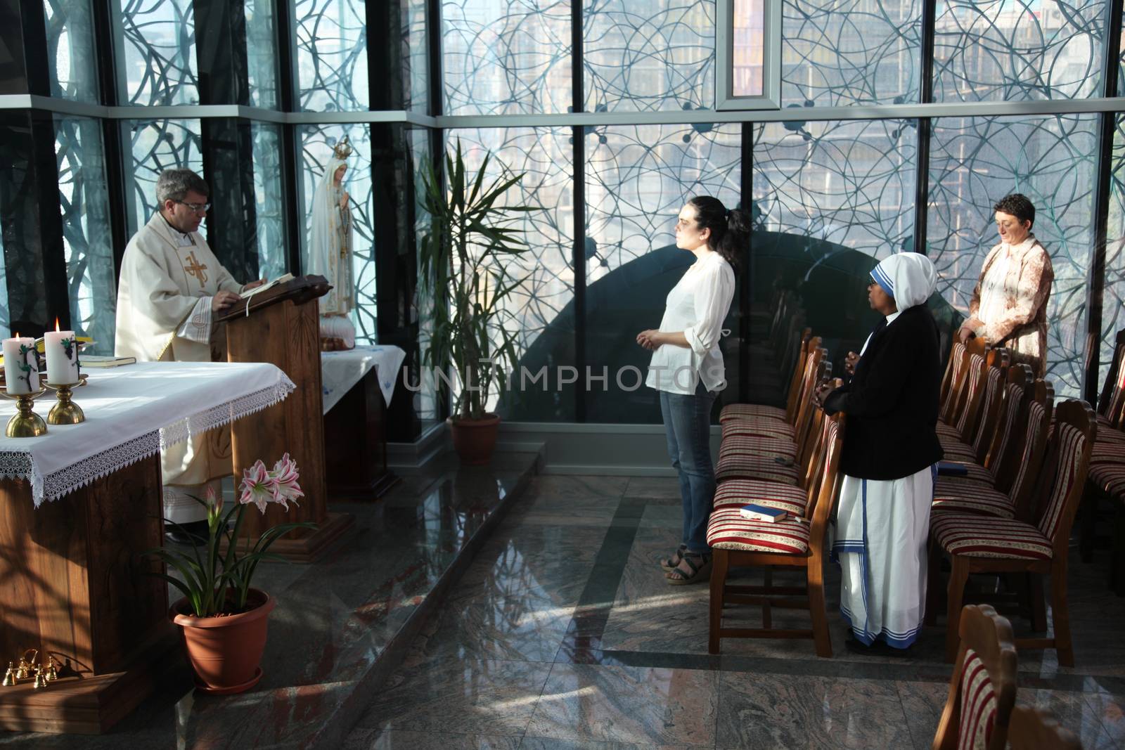 Mass in Chapel in Mother Teresa Memorial House in Skopje, Macedonia by atlas
