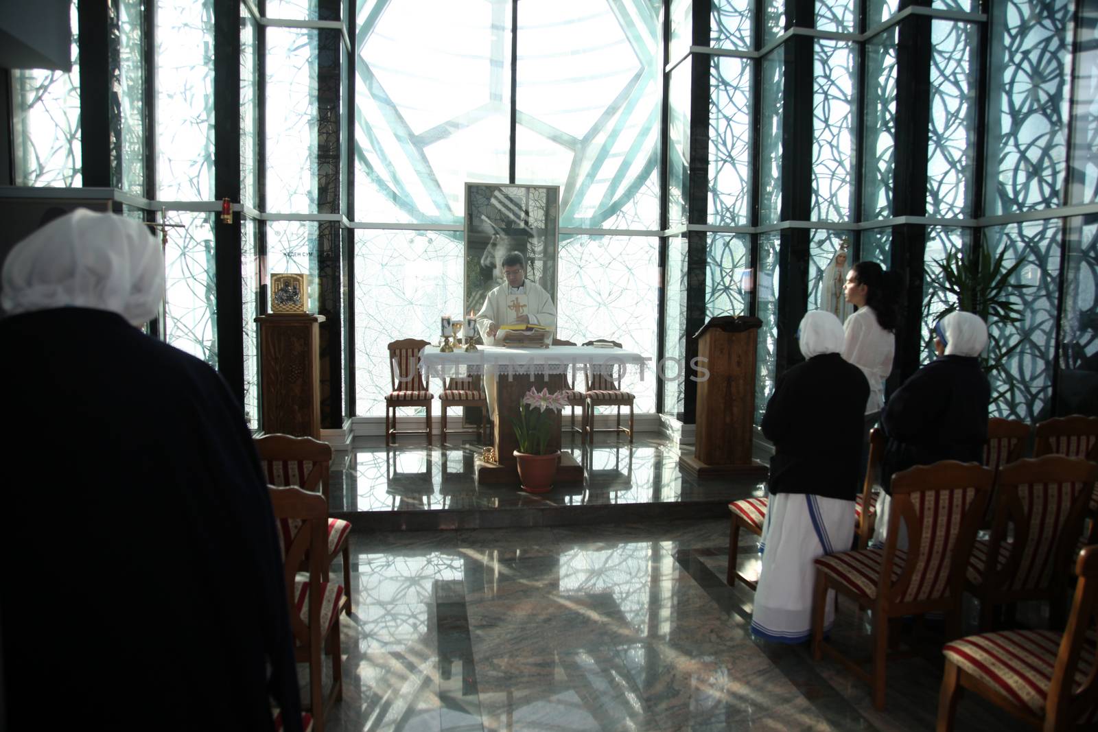 Mass in Chapel in Mother Teresa Memorial House in Skopje, Macedonia