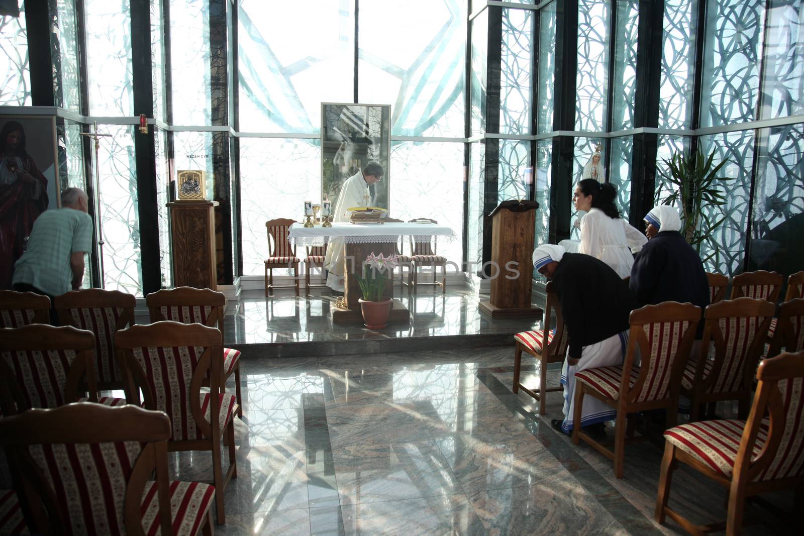 Mass in Chapel in Mother Teresa Memorial House in Skopje, Macedonia on May 18, 2013.