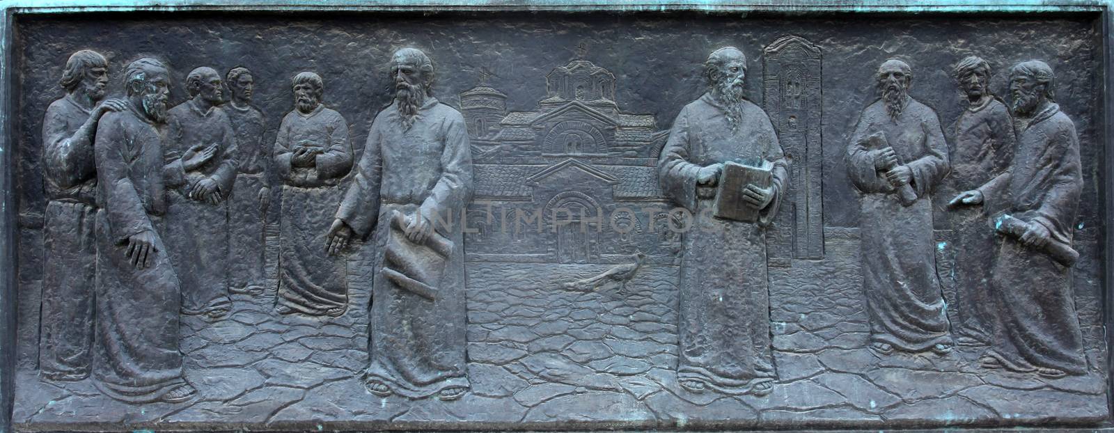 Monument St. Kliment and Naum of Ohrid in Skopje, Macedonia by atlas