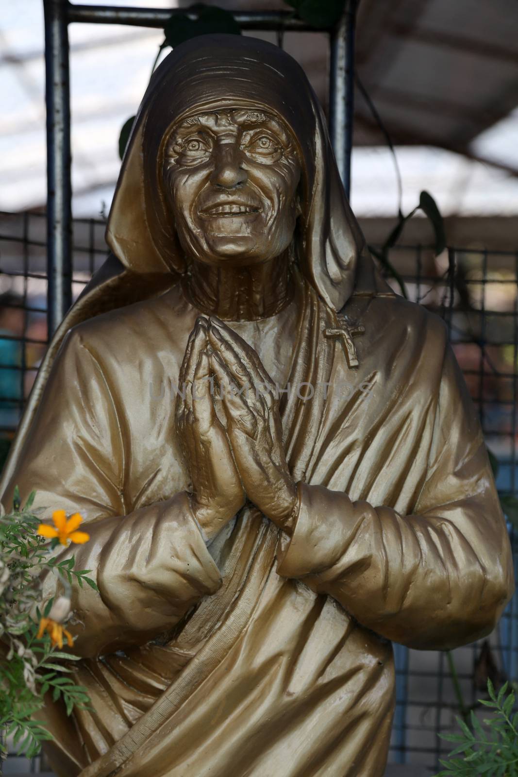 Statue of Mother Teresa, Prem Dan, one of the houses established by Mother Teresa and run by the Missionaries of Charity in Kolkata, India